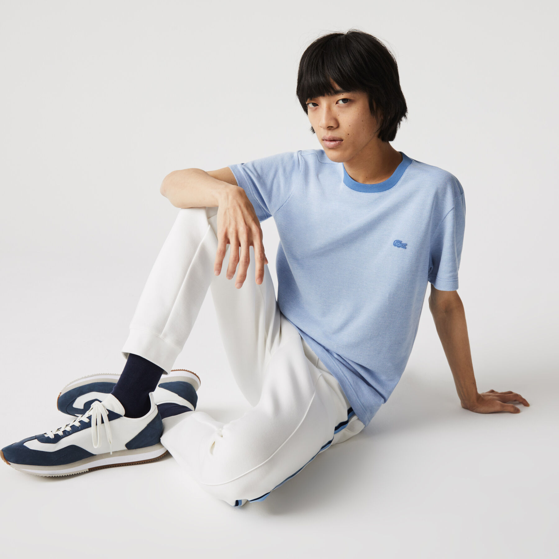 lacoste men s crew neck textured cotton t shirt