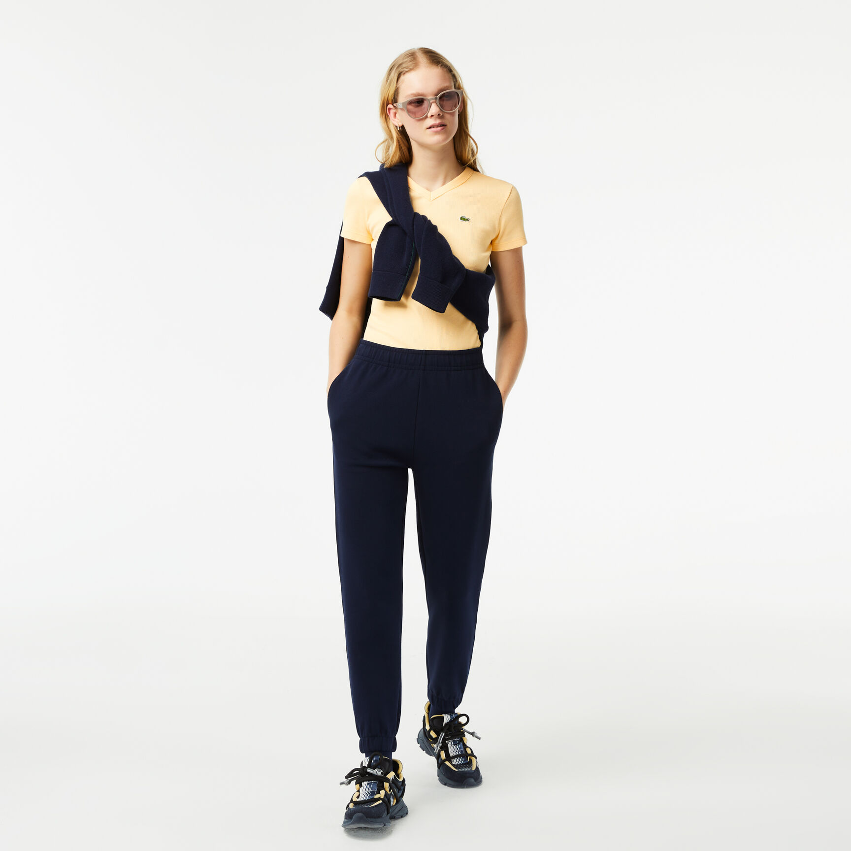 Women's Lacoste Slim Fit Organic Cotton V-neck T-shirt