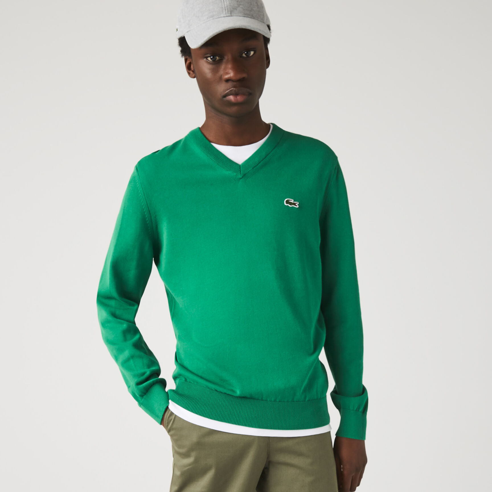 Monochrome Cotton V-neck Sweater