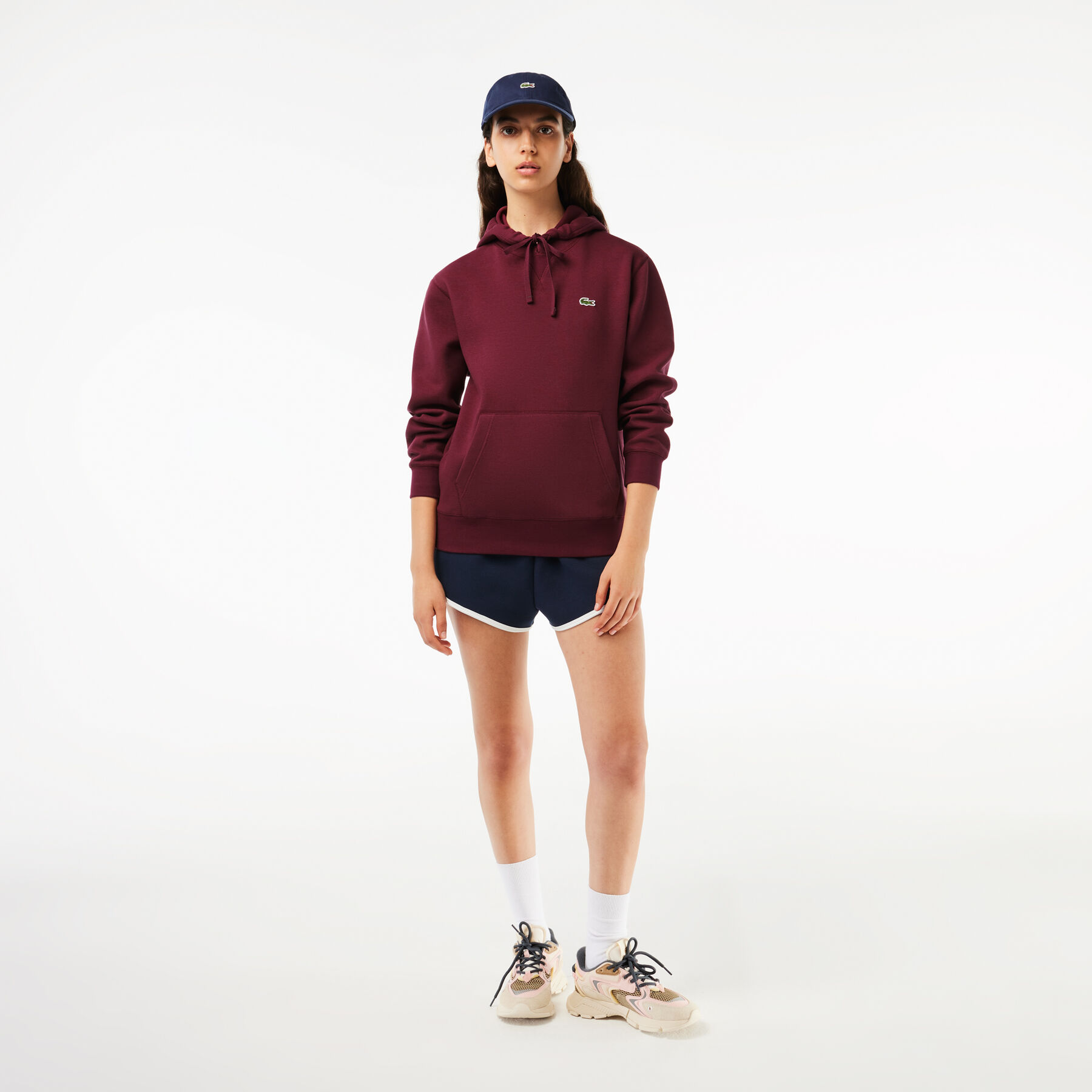 lacoste women s loose fit cotton blend jogger hoodie