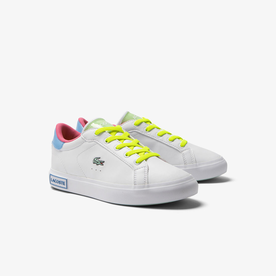 Children's Lacoste Powercourt Synthetic Colour Pop Trainers Children's Lacoste Powercourt Synthetic Colour Pop Trainers