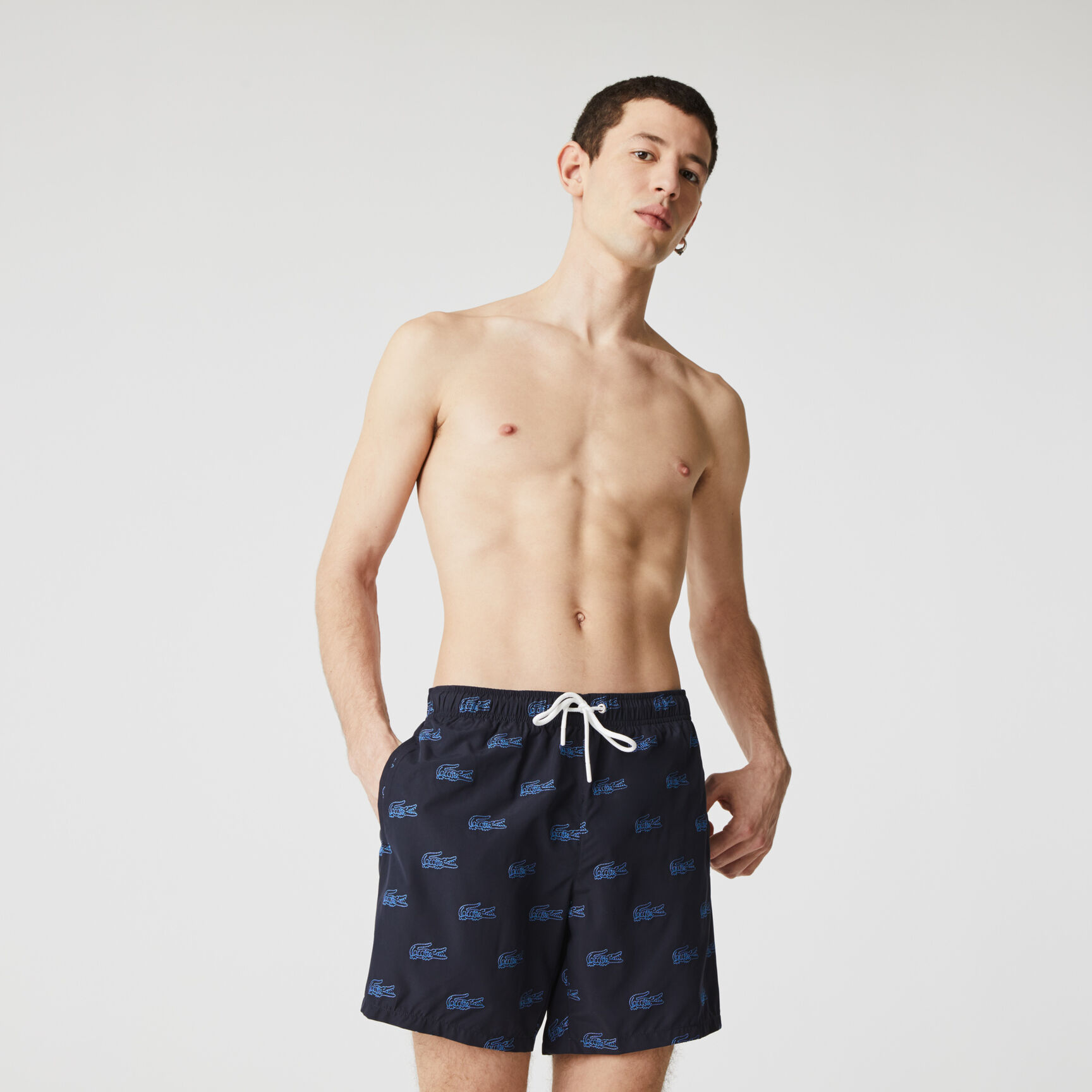 Men’s Embroidered Crocodile Design Swimming Trunks