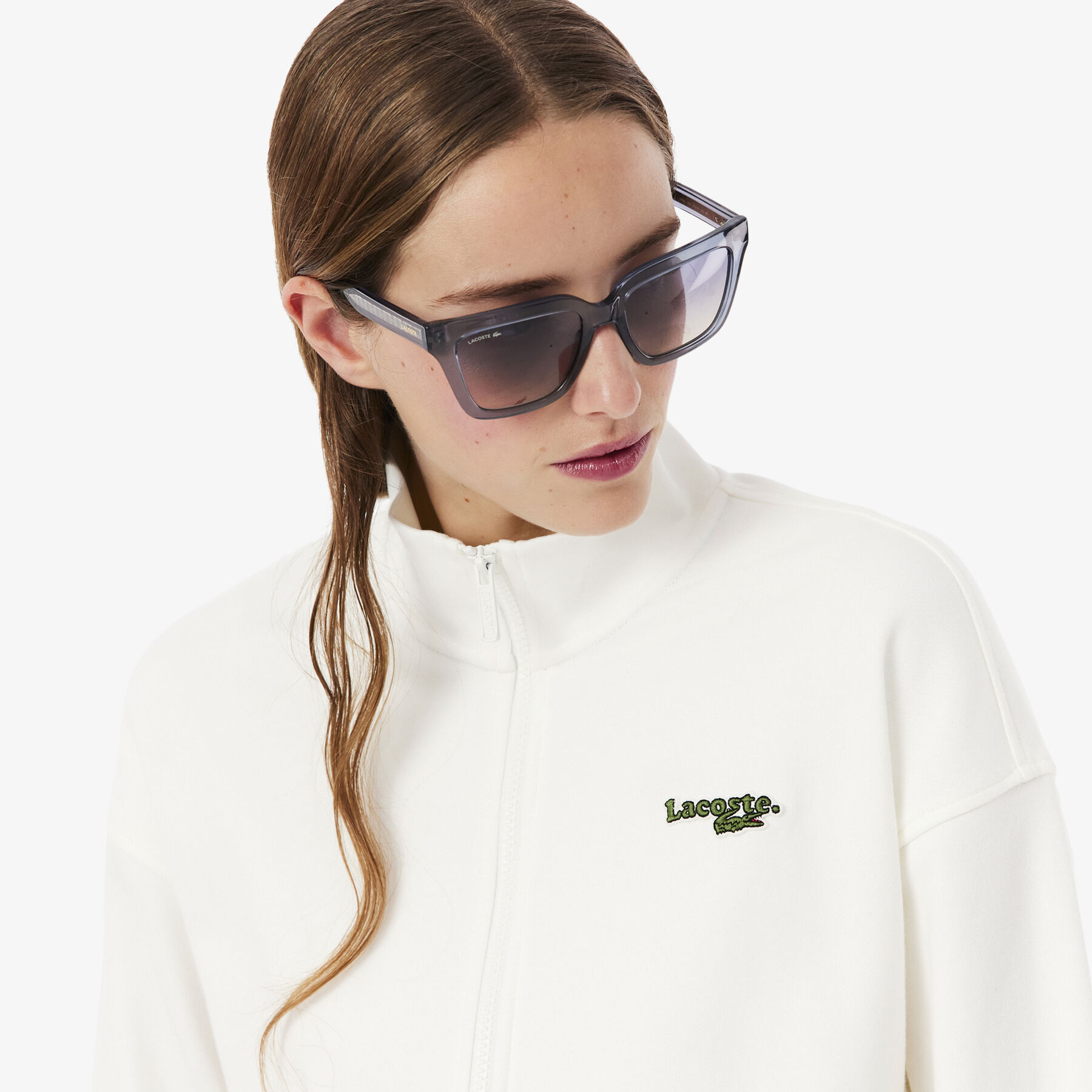 lacoste relaxed fit zipped badge sweatshirt