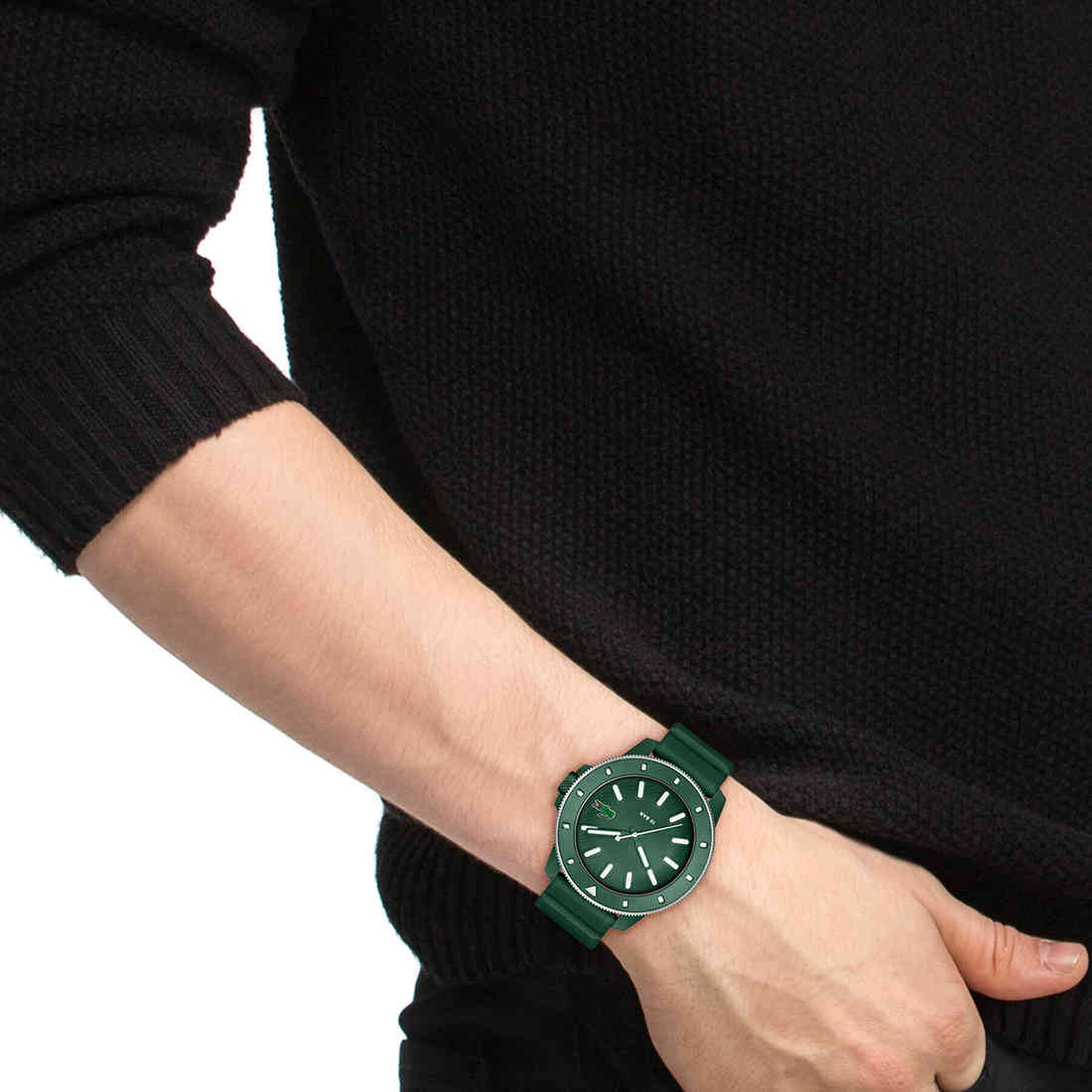lacoste men silicone strap watch