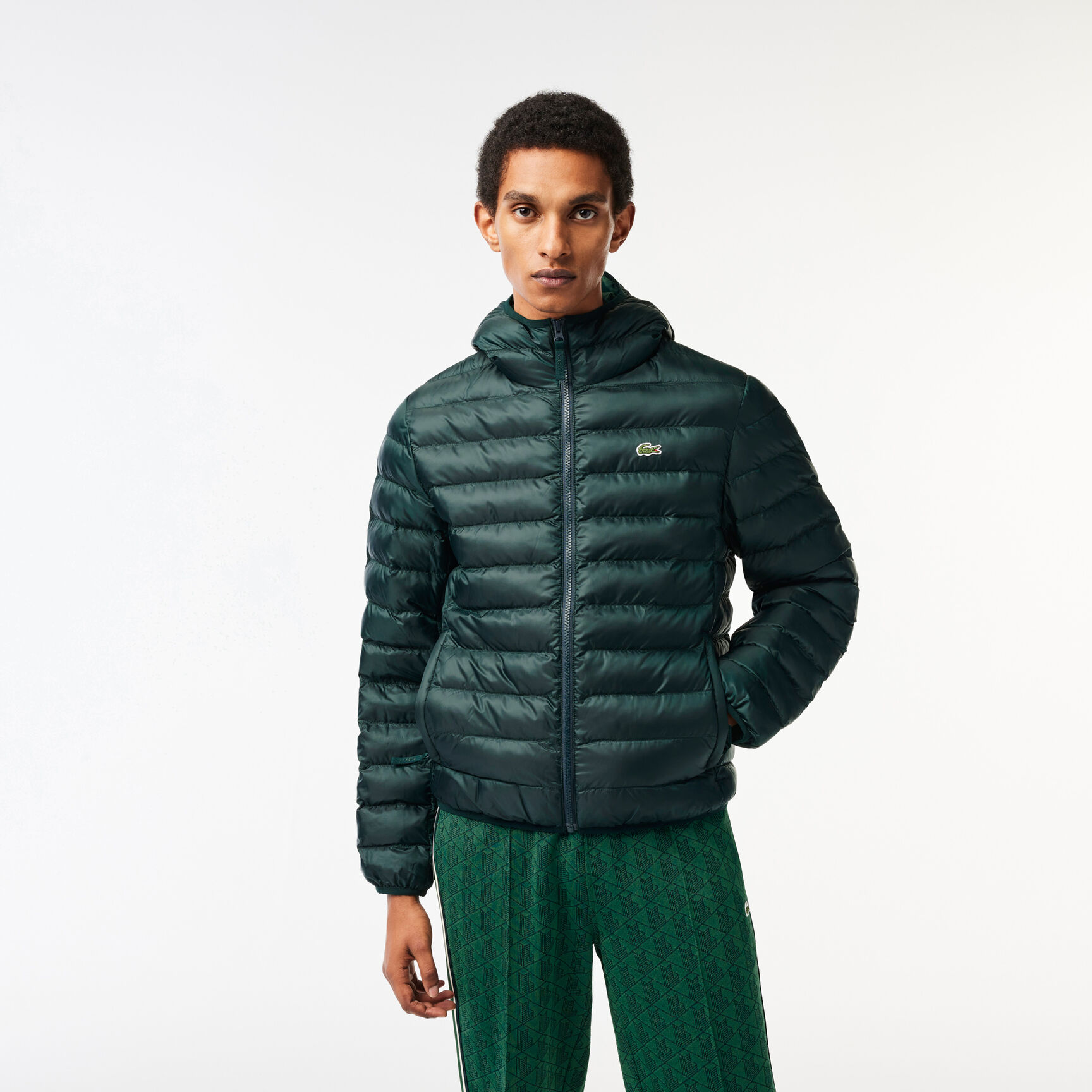 Men's Lacoste Quilted Hooded Short Jacket Men's Lacoste Quilted Hooded Short Jacket