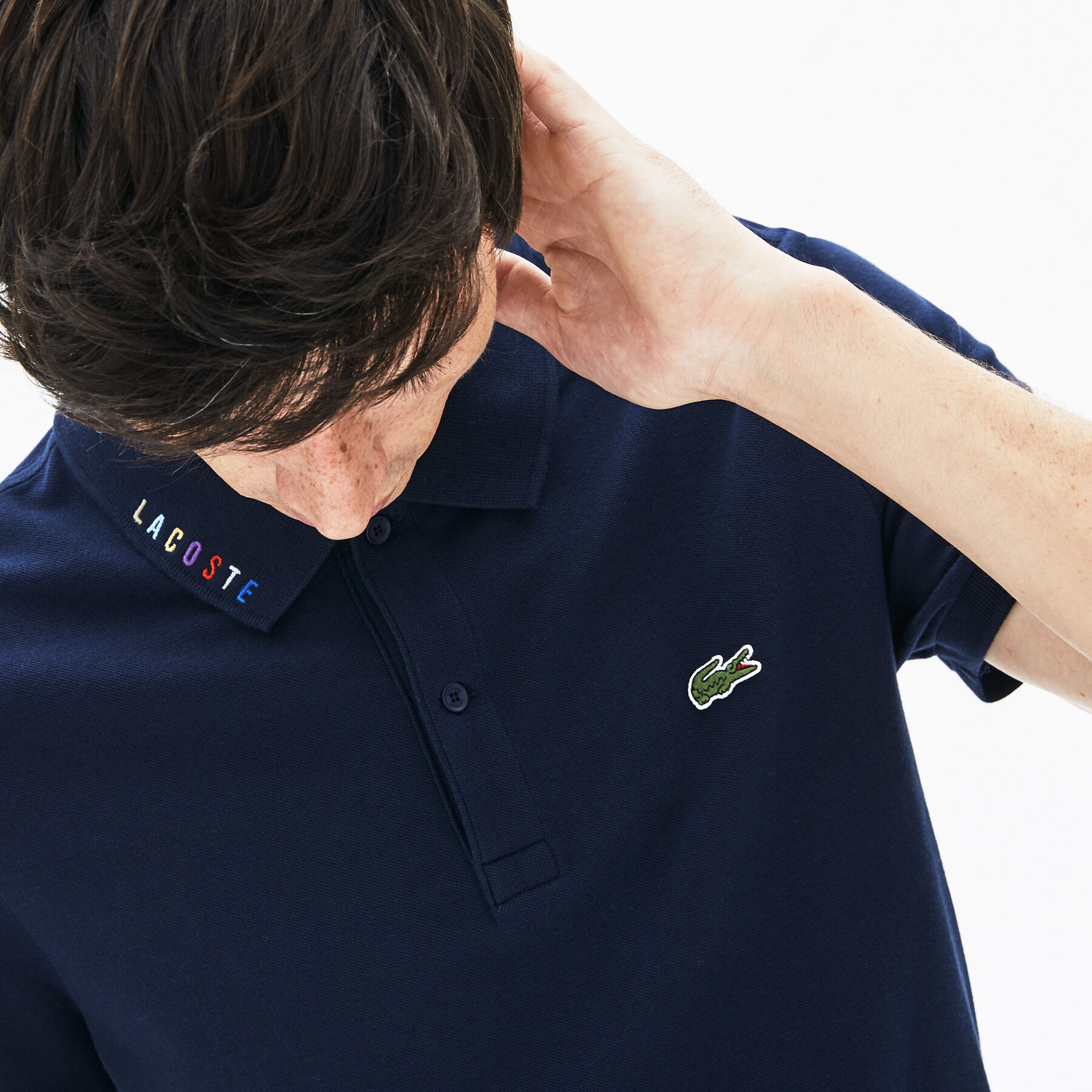 men s lacoste slim fit multicoloured signature stretch piqu  polo shirt