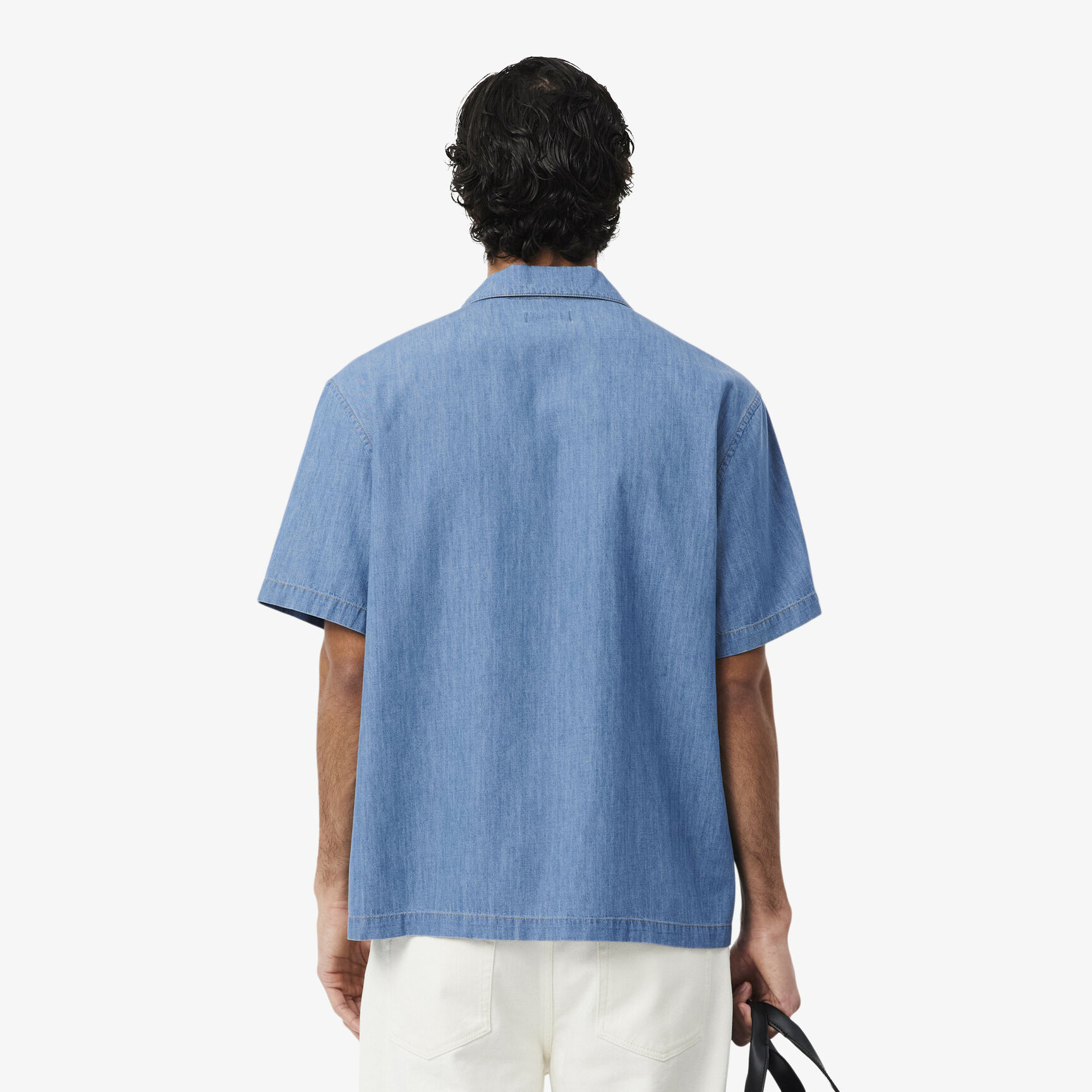 Relaxed Fit Open Neck Denim Shirt