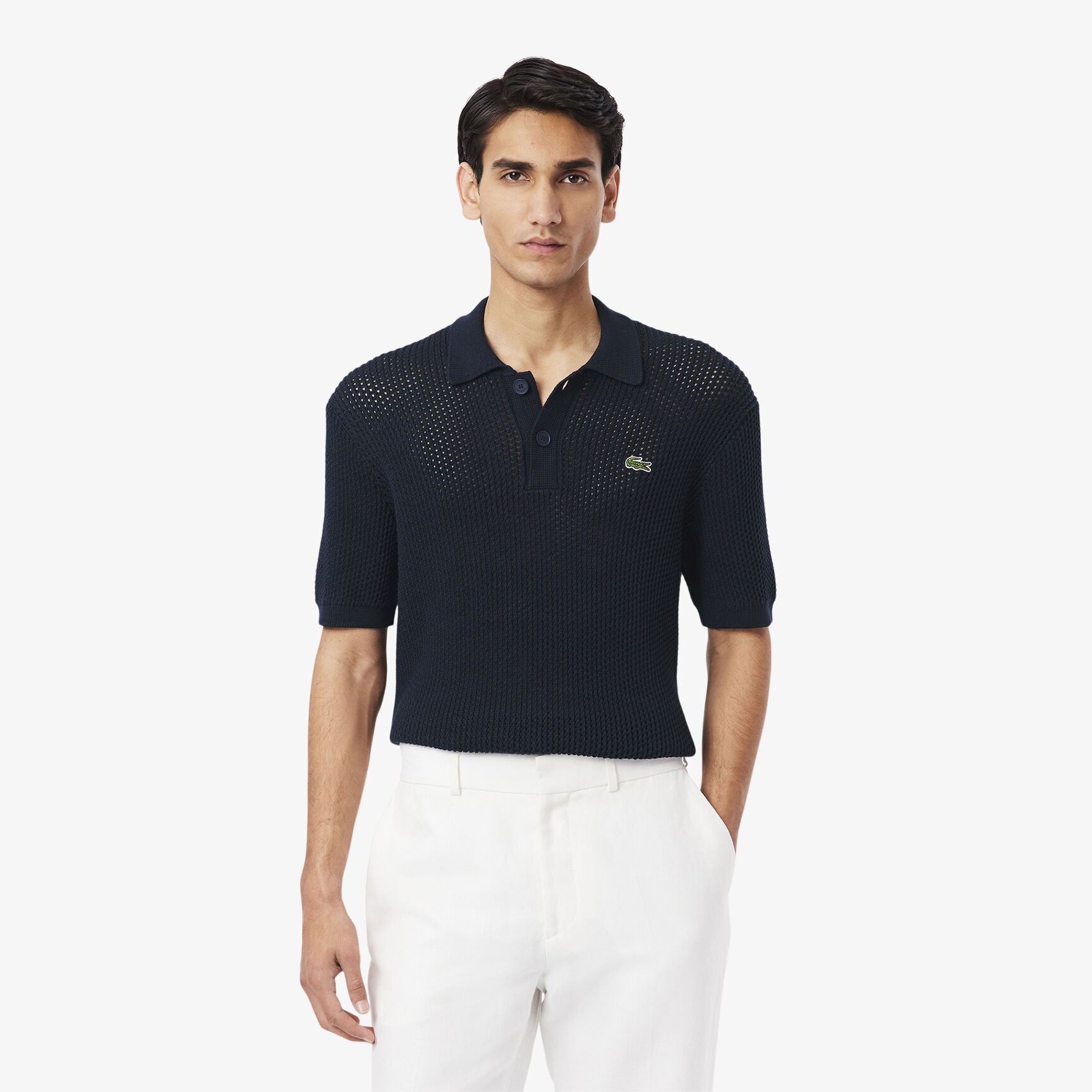 سترة بولو من القطن الثقيل بأكمام قصيرة سترة بولو من القطن الثقيل بأكمام قصيرة