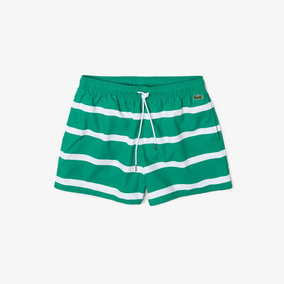 Men's Striped And Embroidered Light Swimming Trunks