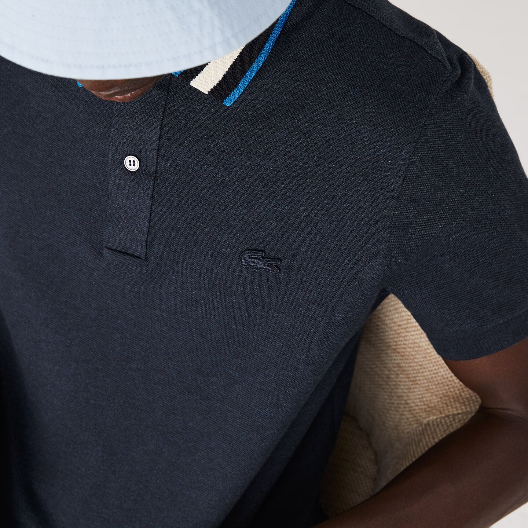 Men&rsquo;s Lacoste Regular Fit Striped Collar Cotton Piqu&eacute; Polo