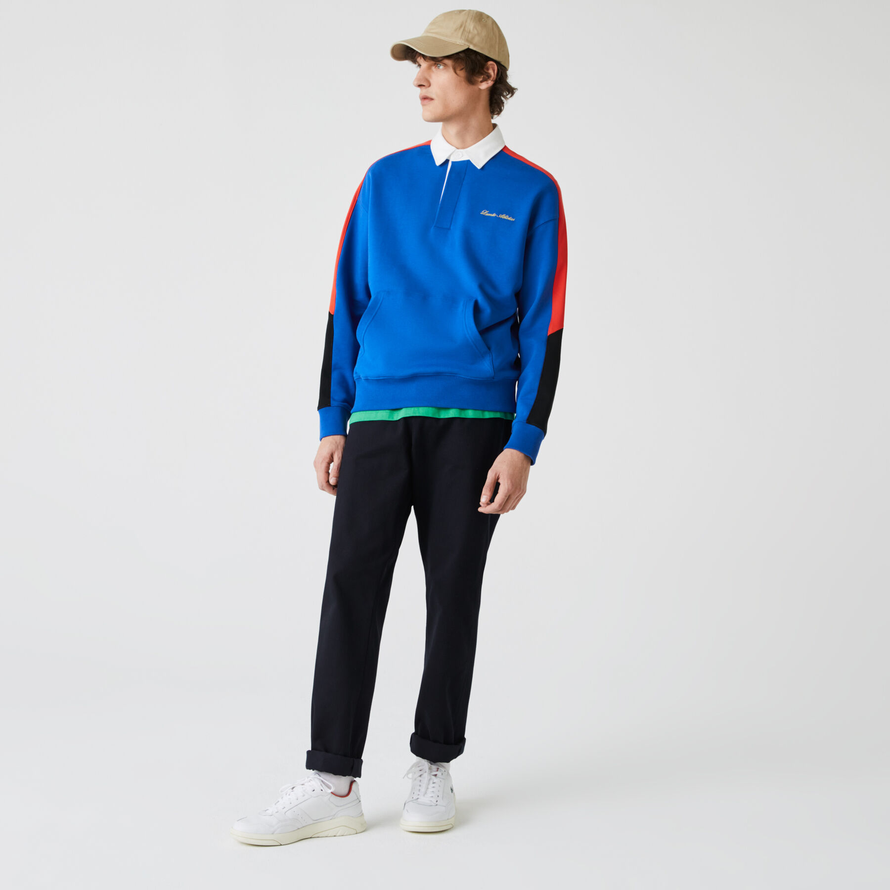 men s lacoste live colourblock fleece polo shirt sweatshirt