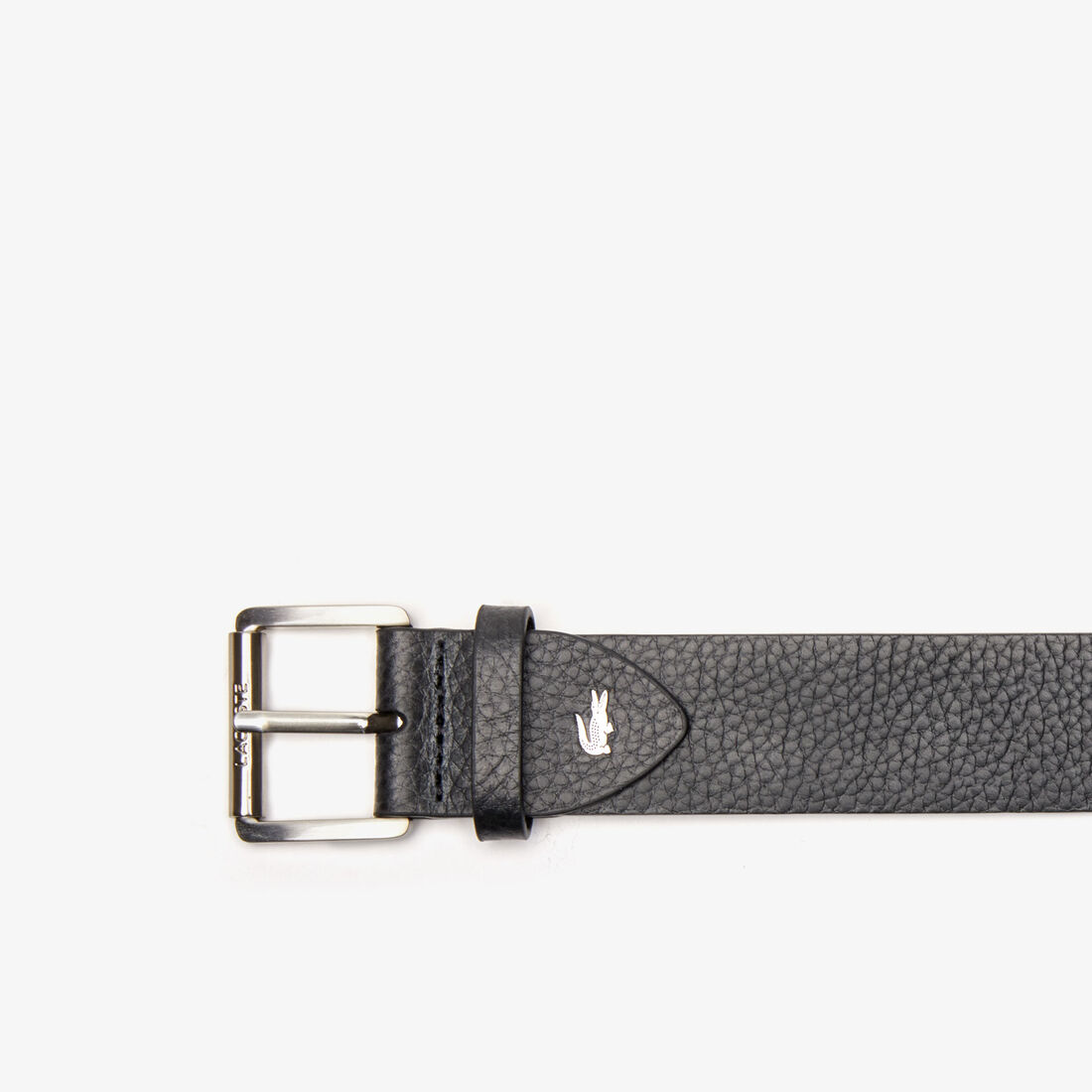 Men's Lacoste Engraved Rolling Buckle Grained Leather Belt Men's Lacoste Engraved Rolling Buckle Grained Leather Belt