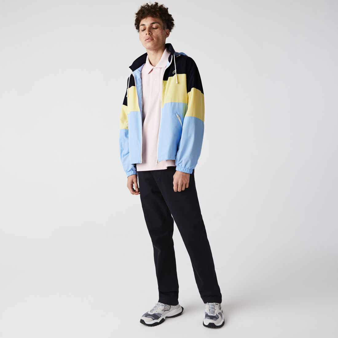 Men’s Concealed Hood Water-Resistant Colorblock Jacket