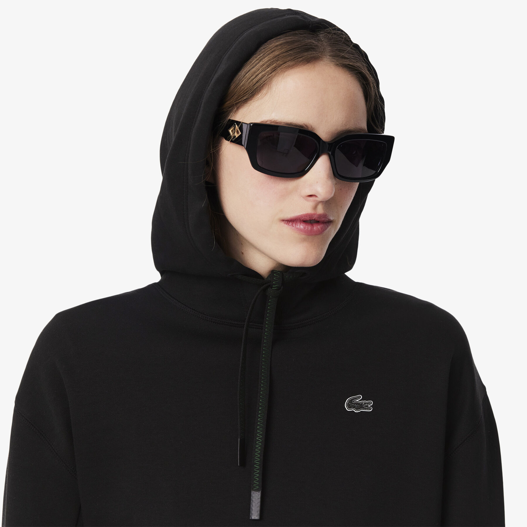 lacoste short cut cotton hoodie