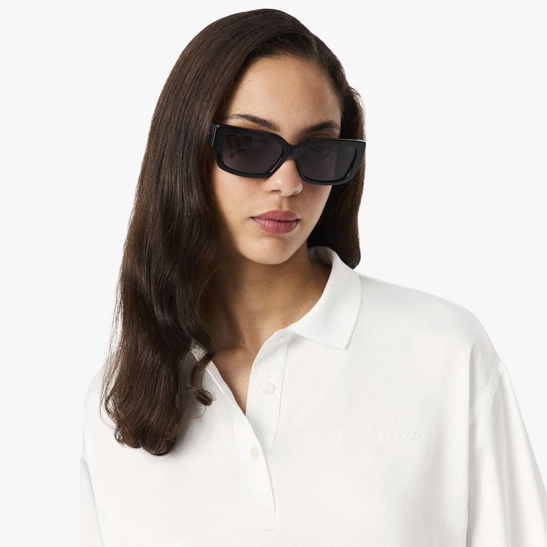 Long Sleeved Oversized Satin Polo Shirt Long Sleeved Oversized Satin Polo Shirt