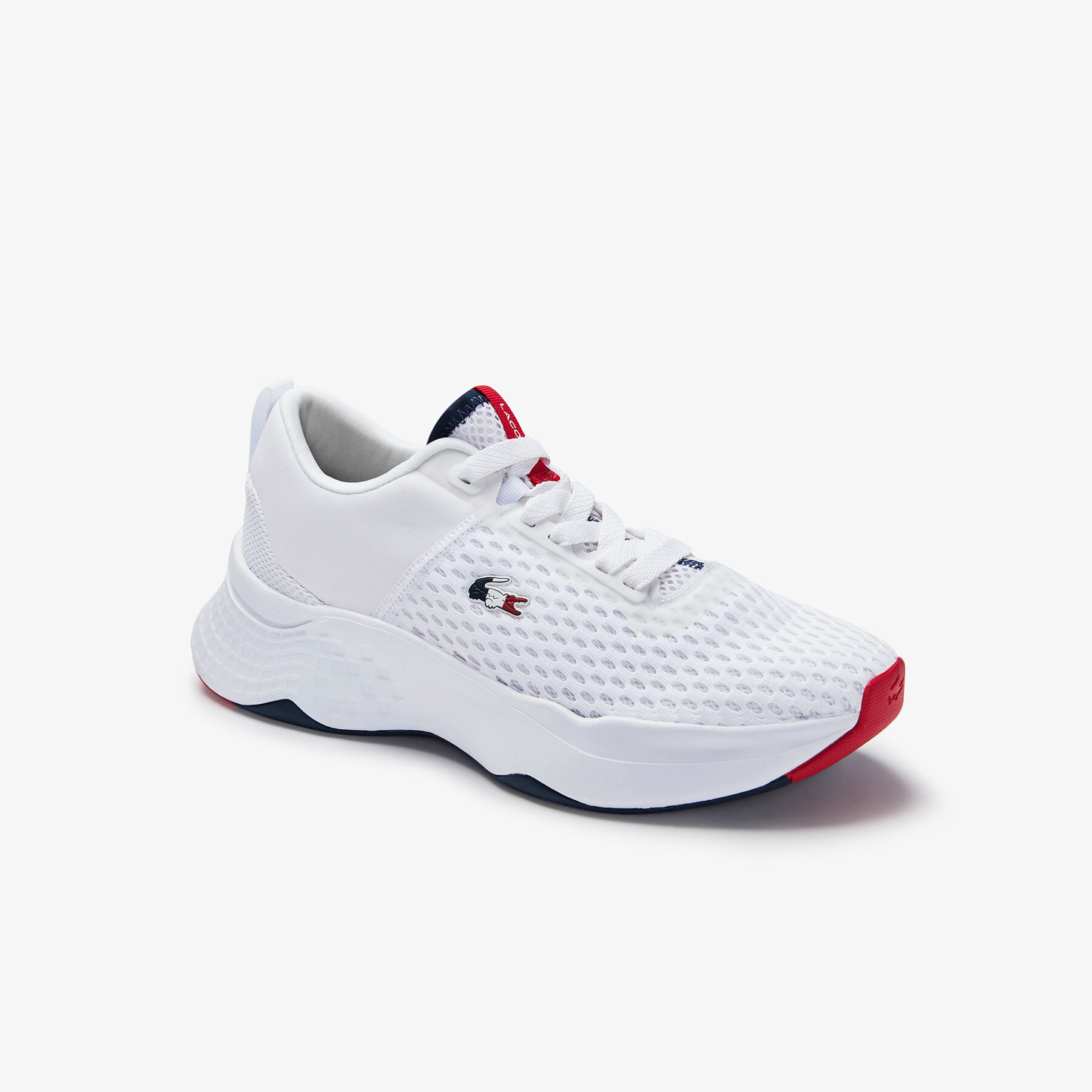 lacoste women s court drive tricolour textile trainers