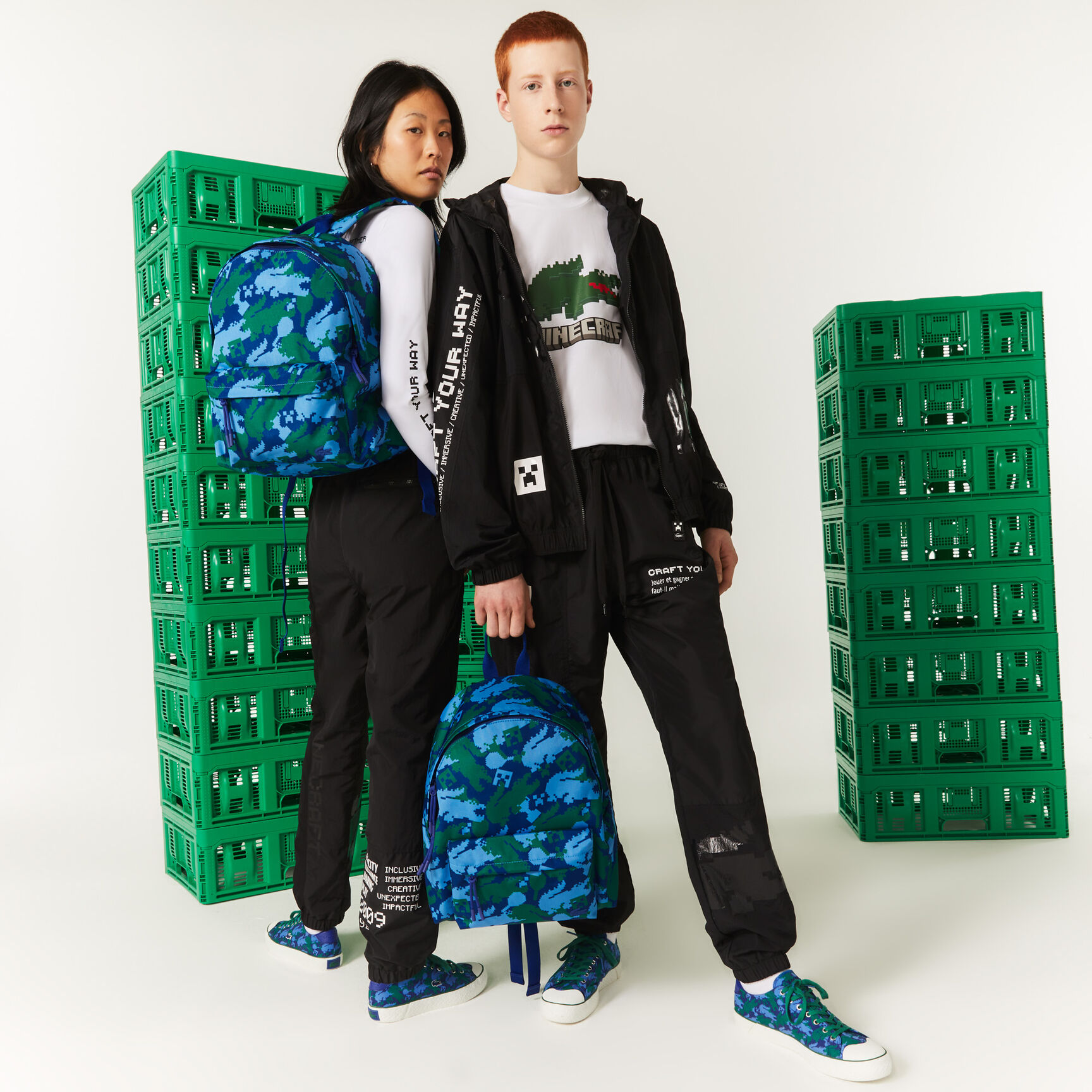 حقيبة ظهر قنب بنقشة للجنسين مجموعة Lacoste x Minecraft حقيبة ظهر قنب بنقشة للجنسين مجموعة Lacoste x Minecraft