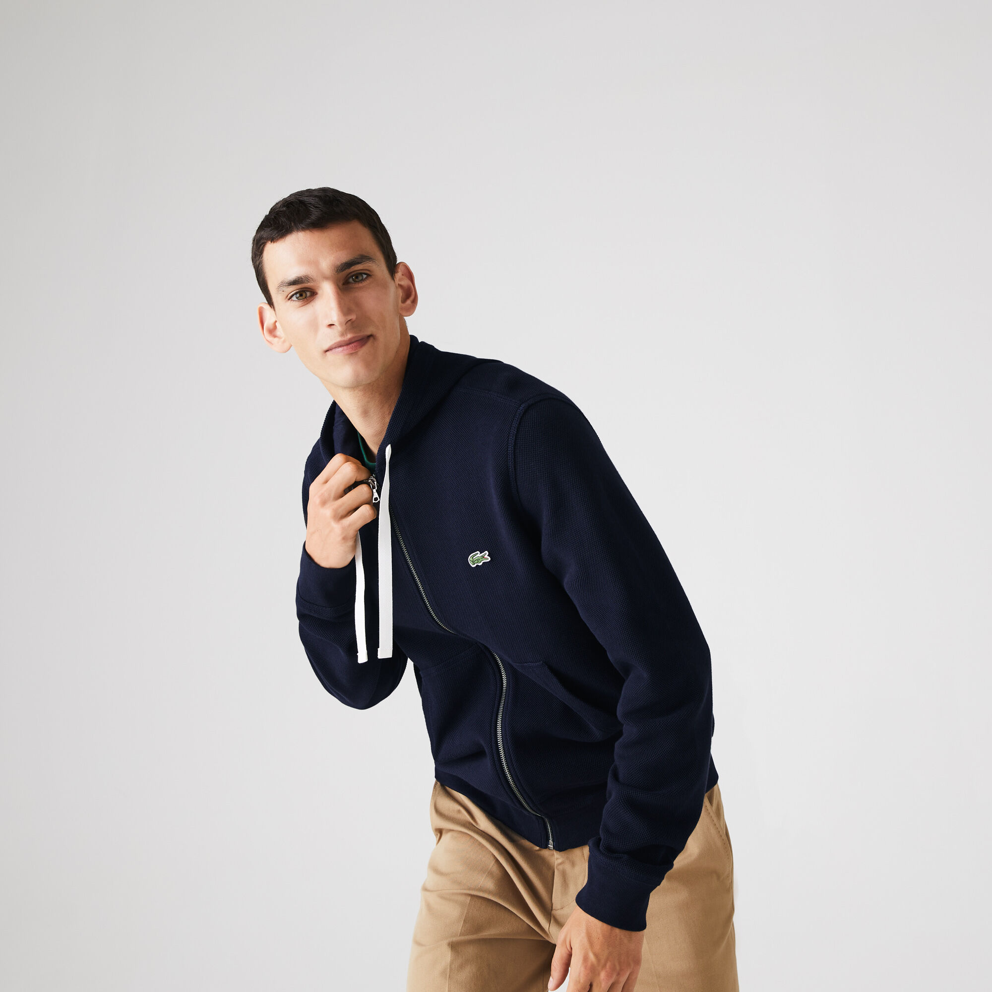 Men's Zip Hooded Organic Cotton Piqué Sweatshirt Men's Zip Hooded Organic Cotton Piqué Sweatshirt