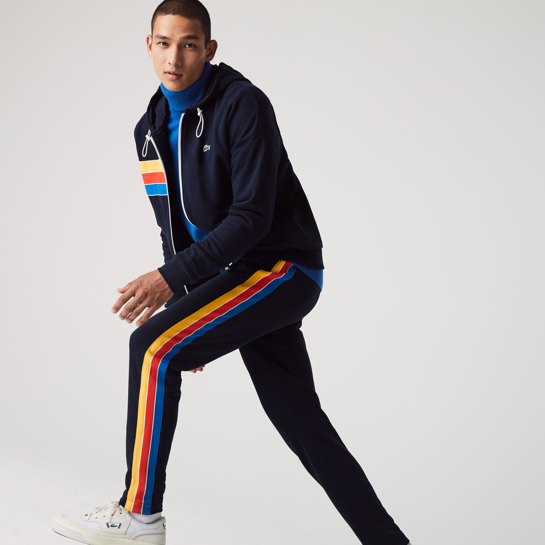 men s lacoste sport contrast band cotton jogging pants
