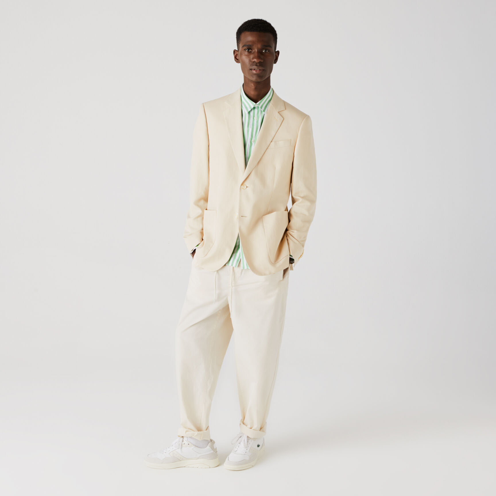 Men’s Straight Fit Cotton And Linen Blend Blazer