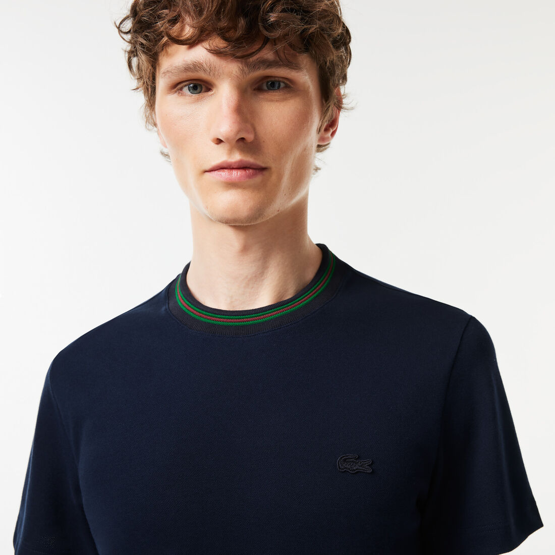 Stripe Collar Stretch Pique T-shirt Stripe Collar Stretch Pique T-shirt