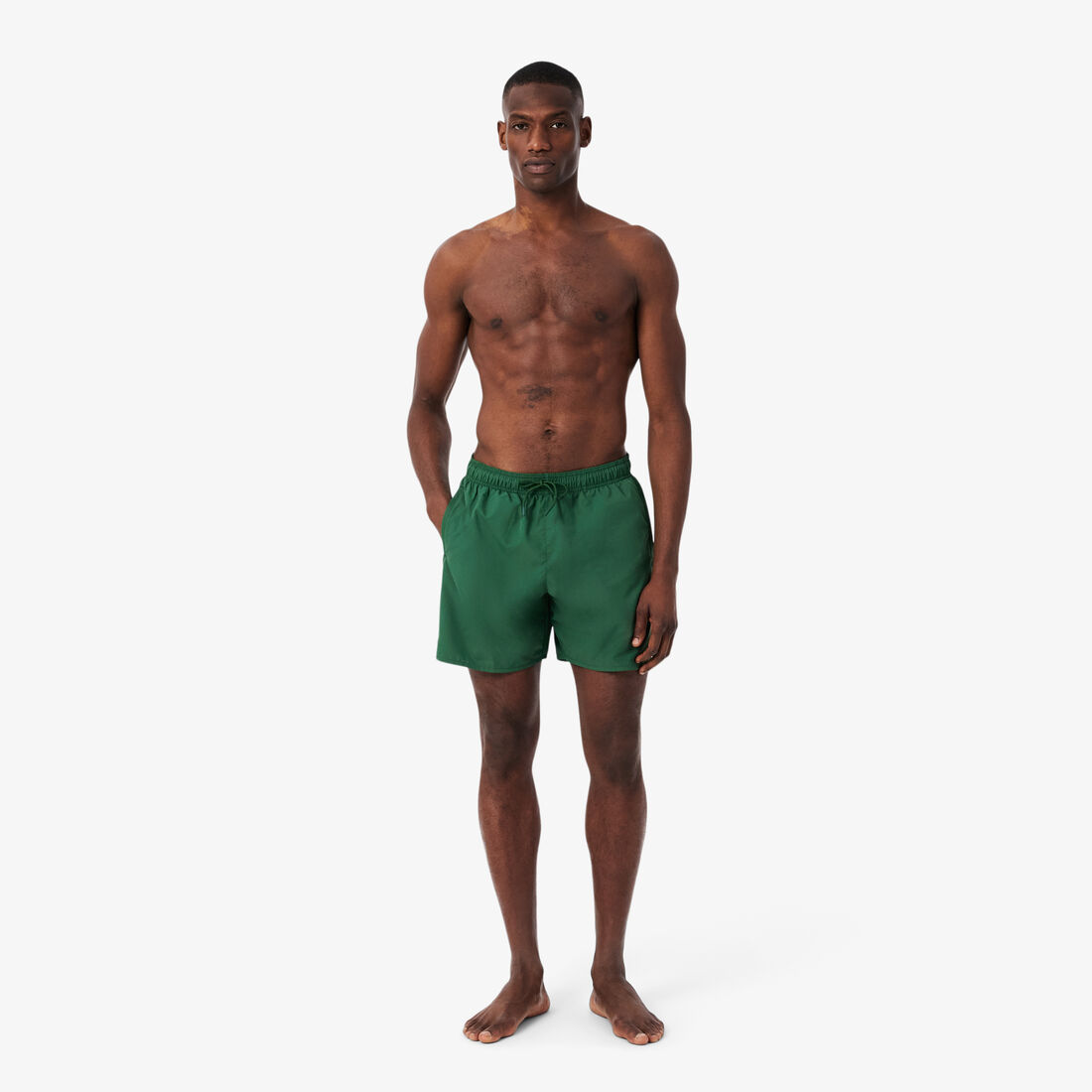 Mid Length Monochrome Swim Trunks