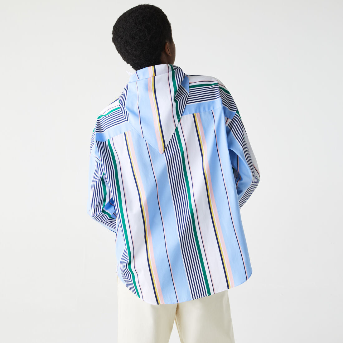 Women's Lacoste LIVE Classic Fit Scarf Neck Striped Cotton Shirt Women's Lacoste LIVE Classic Fit Scarf Neck Striped Cotton Shirt