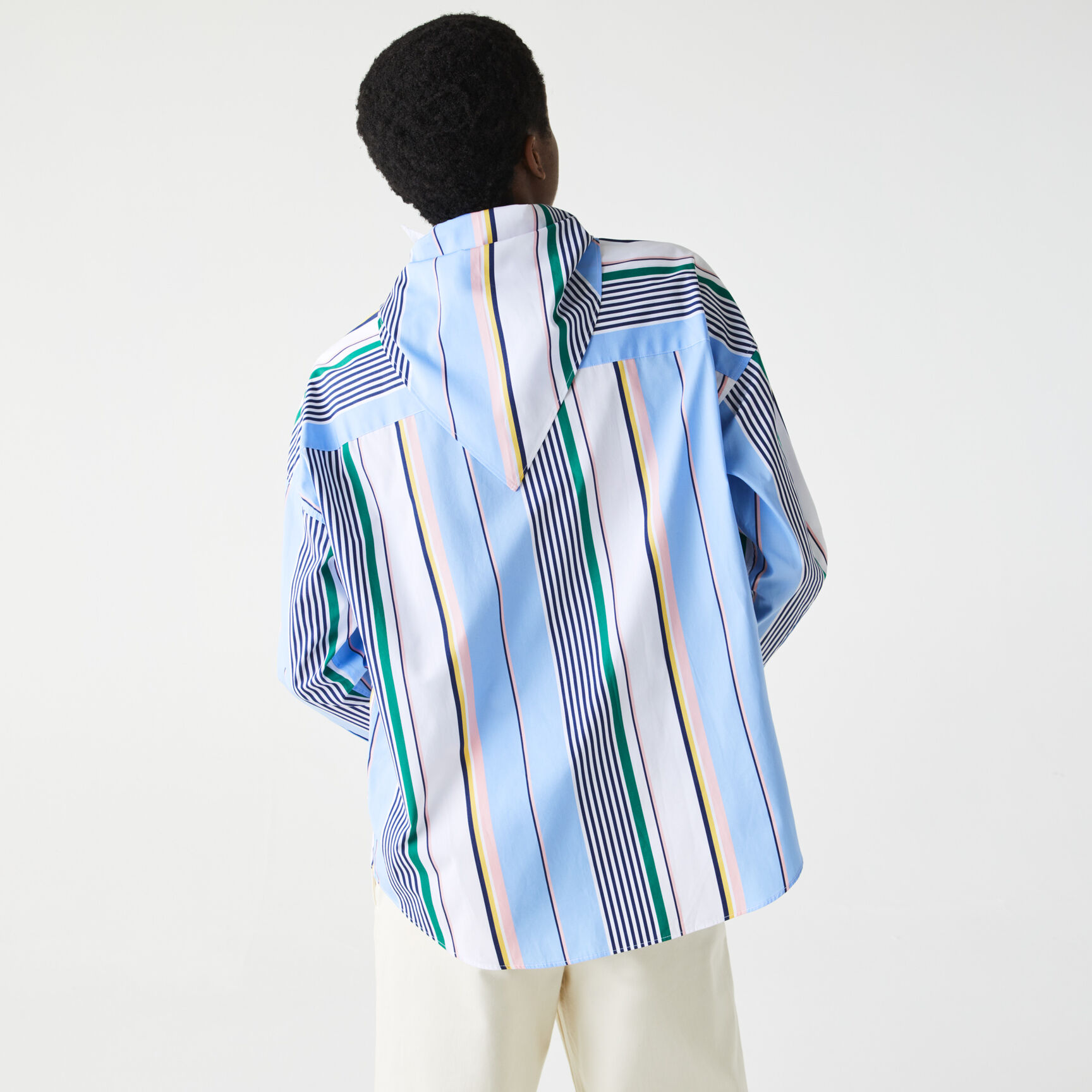 Women's Lacoste LIVE Classic Fit Scarf Neck Striped Cotton Shirt Women's Lacoste LIVE Classic Fit Scarf Neck Striped Cotton Shirt