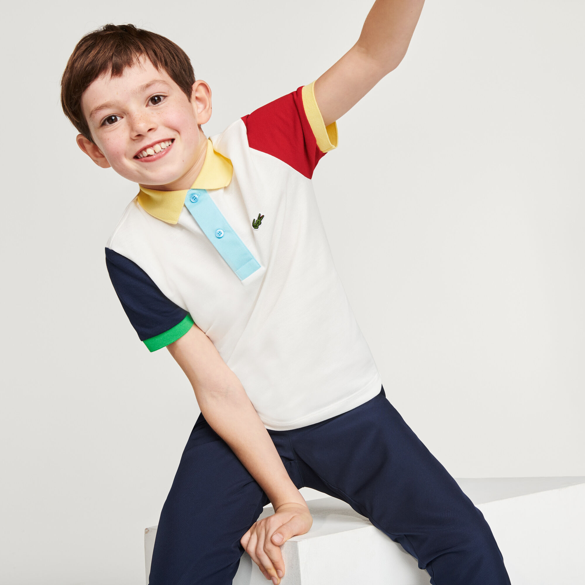 Boys Lacoste Colorblock Cotton Pique Regular Fit Polo