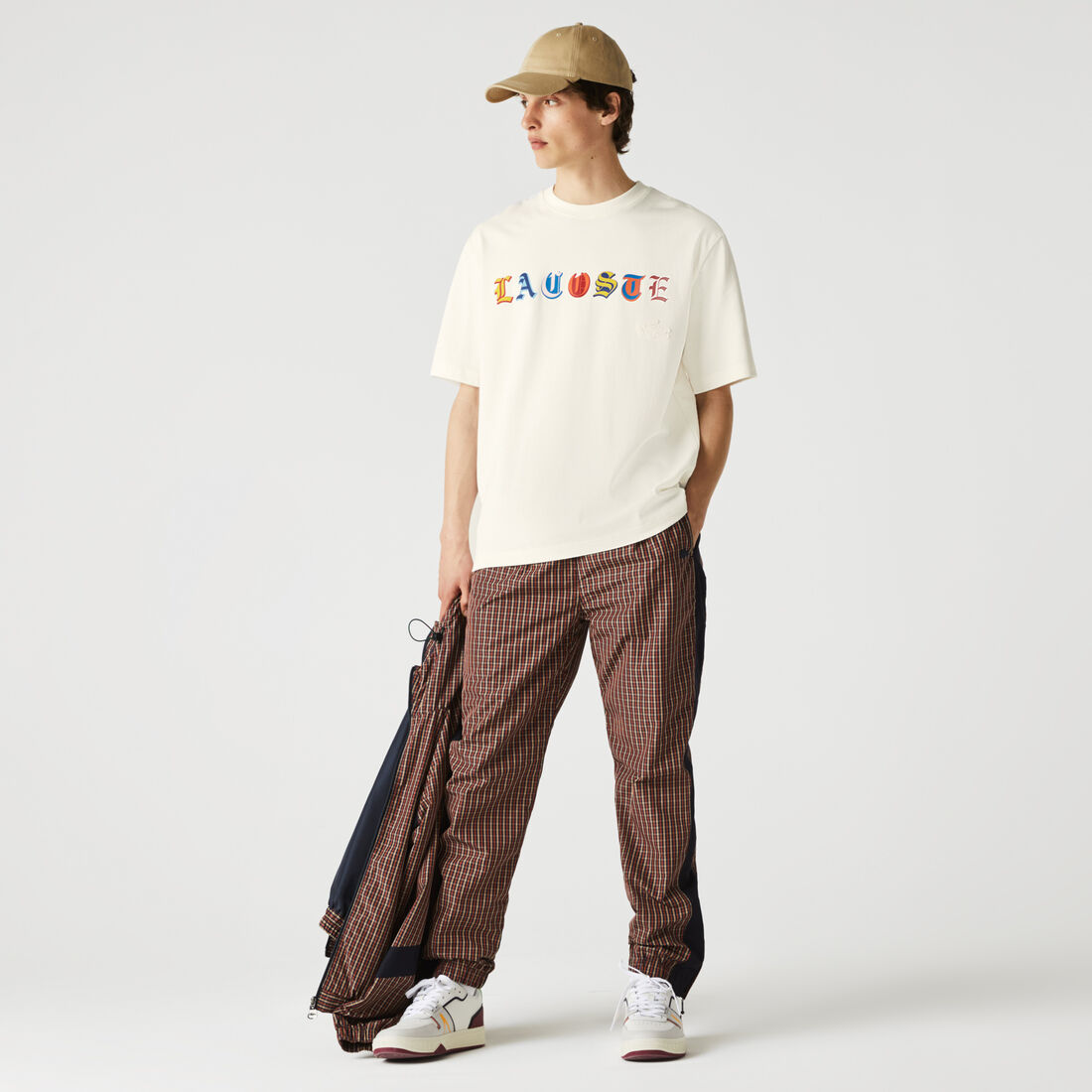 Men’s Lacoste L!VE Loose Fit Branded Multi-Color Cotton T-Shirt Men’s Lacoste L!VE Loose Fit Branded Multi-Color Cotton T-Shirt