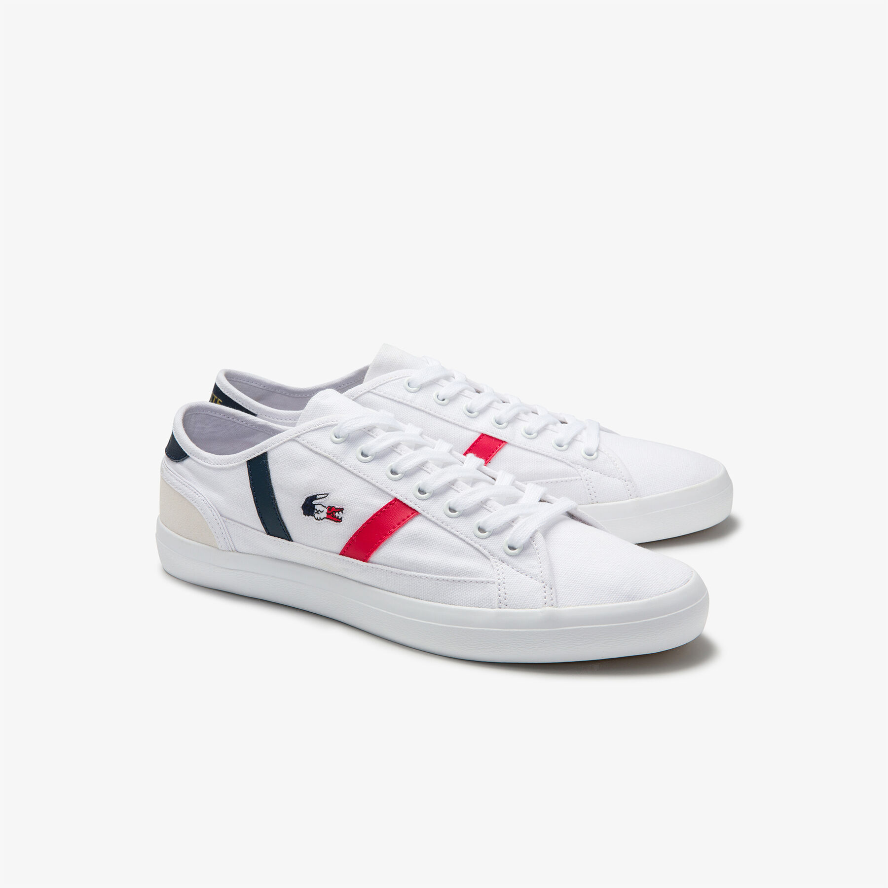 lacoste women s sideline tricolour canvas and suede sneakers