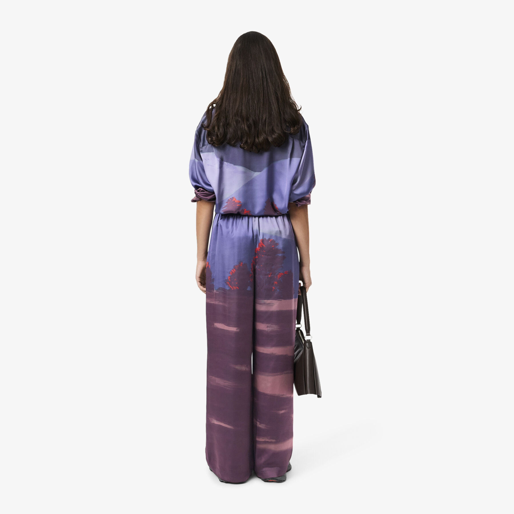 lacoste oversized landscape print pants