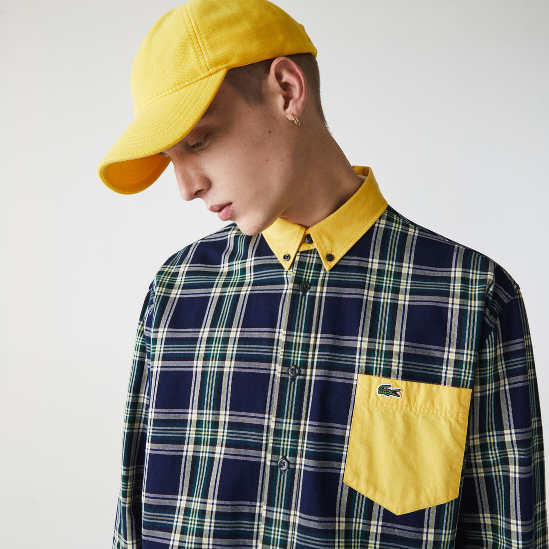 تي شيرت قطن كاروهات للجنسين قصة مربعة مجموعة Lacoste LIVE تي شيرت قطن كاروهات للجنسين قصة مربعة مجموعة Lacoste LIVE