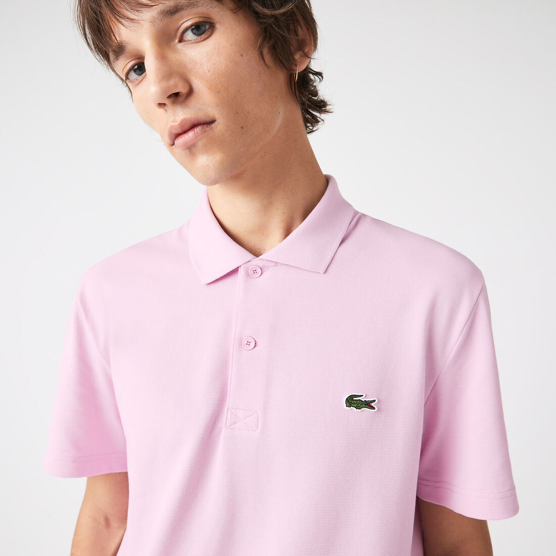 تيشيرت بولو لاكوست قطن عضوي مطاطي بقصة عادية للرجال