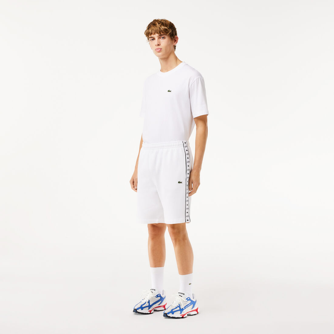 Logo Stripe Fleece Jogger Shorts