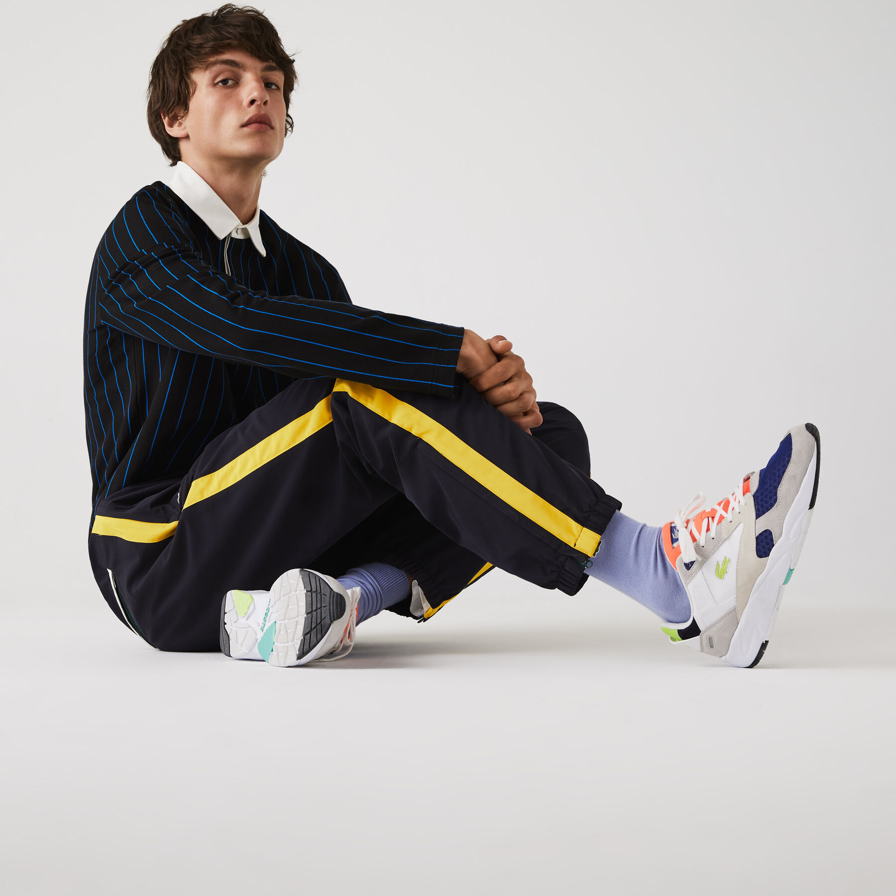 lacoste men s contrast striped water repellant tracksuit pants