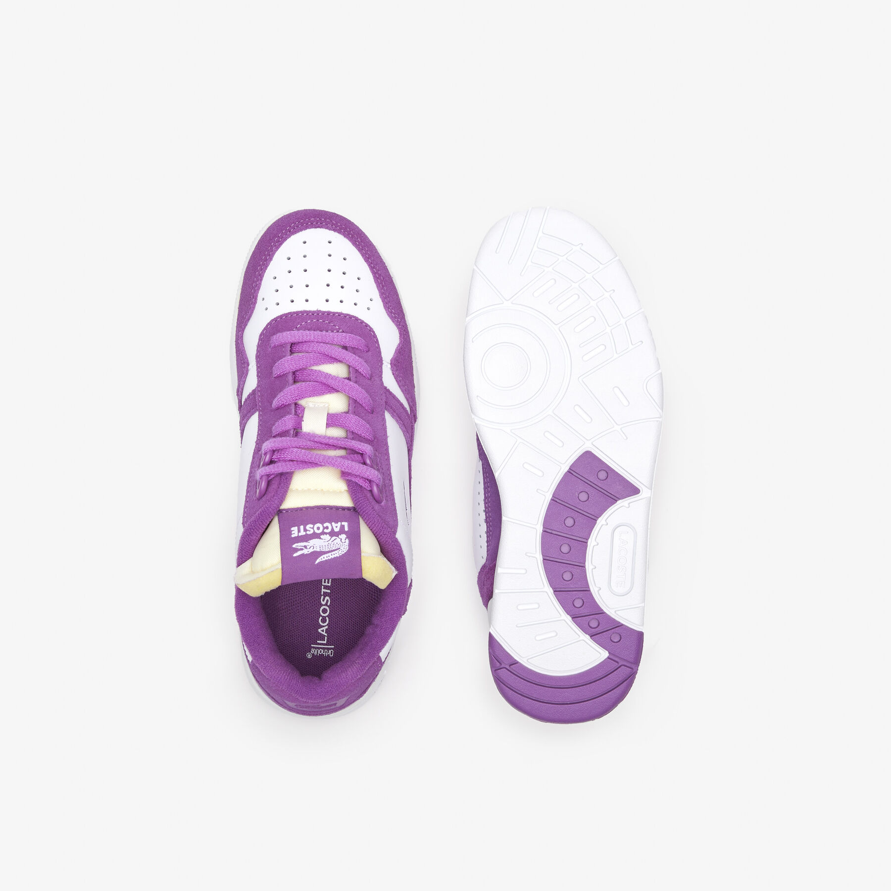 women s lacoste t clip leather bi colour trainers