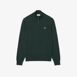 lacoste zipped high neck cotton sweater