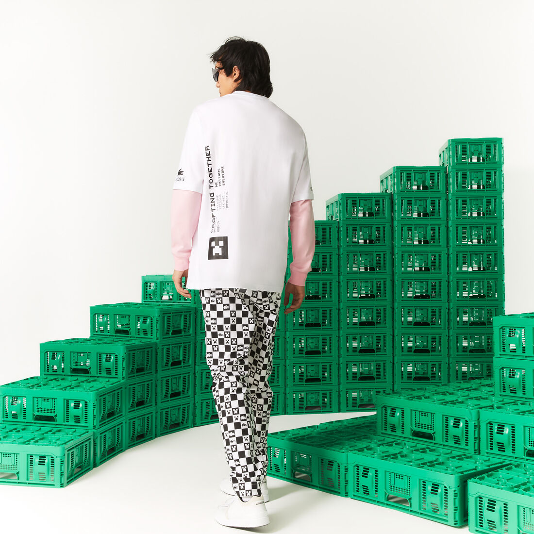 Men's Lacoste L!VE Collab Minecraft Loose Fit Organic Cotton T-Shirt Men's Lacoste L!VE Collab Minecraft Loose Fit Organic Cotton T-Shirt