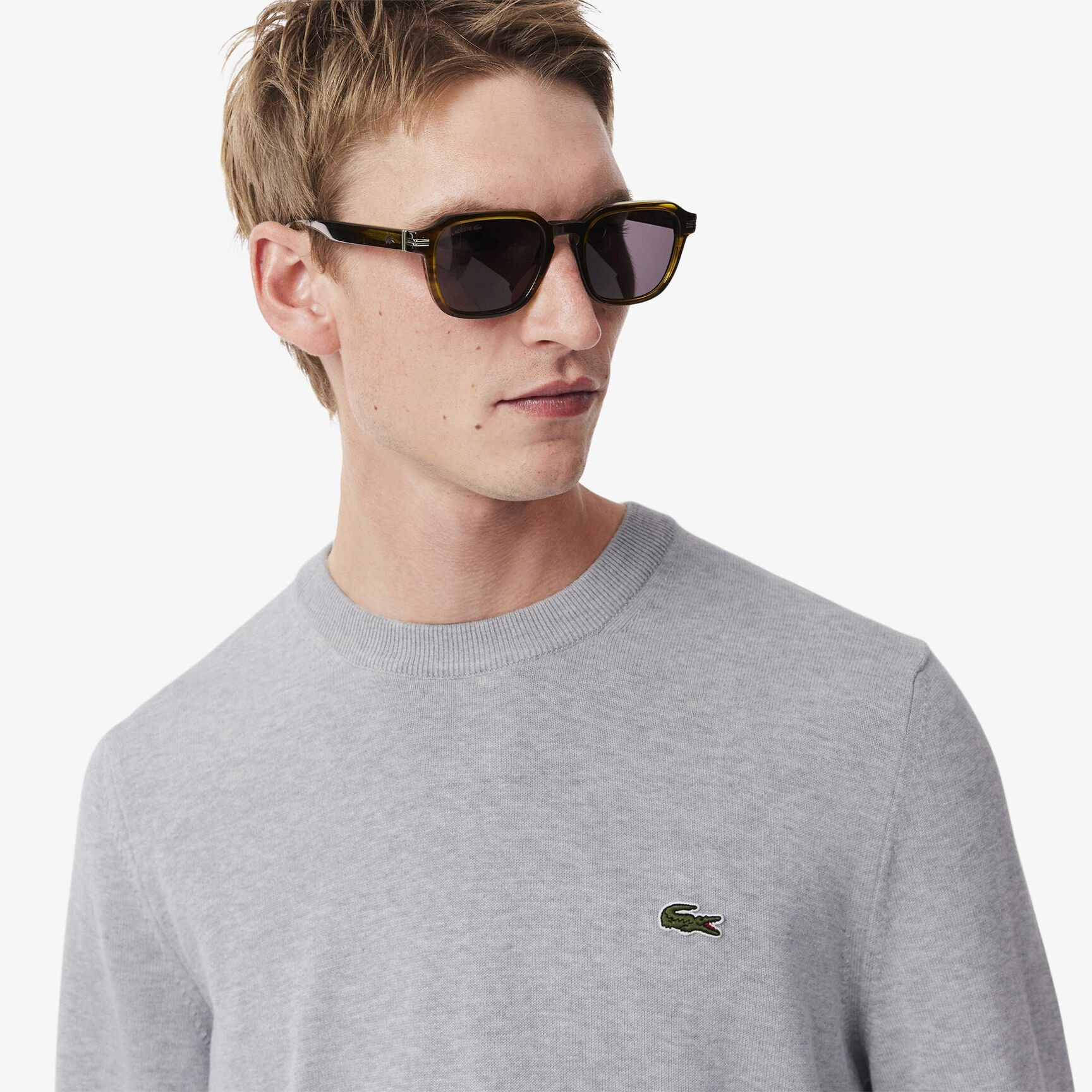 سترة قطنية أحادية اللون بياقة دائرية