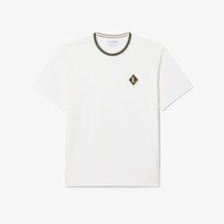 lacoste french made badge accent striped t shirt