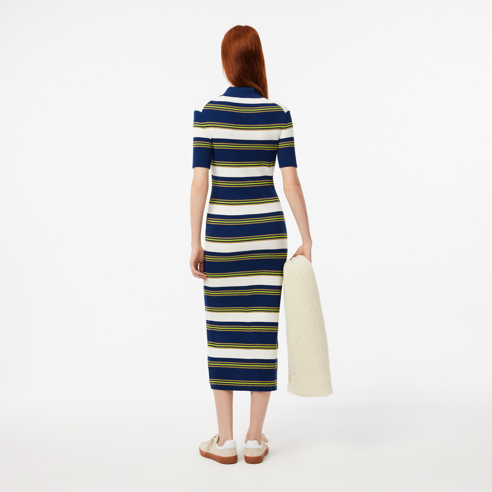 Striped Rib Knit Shirt Dress