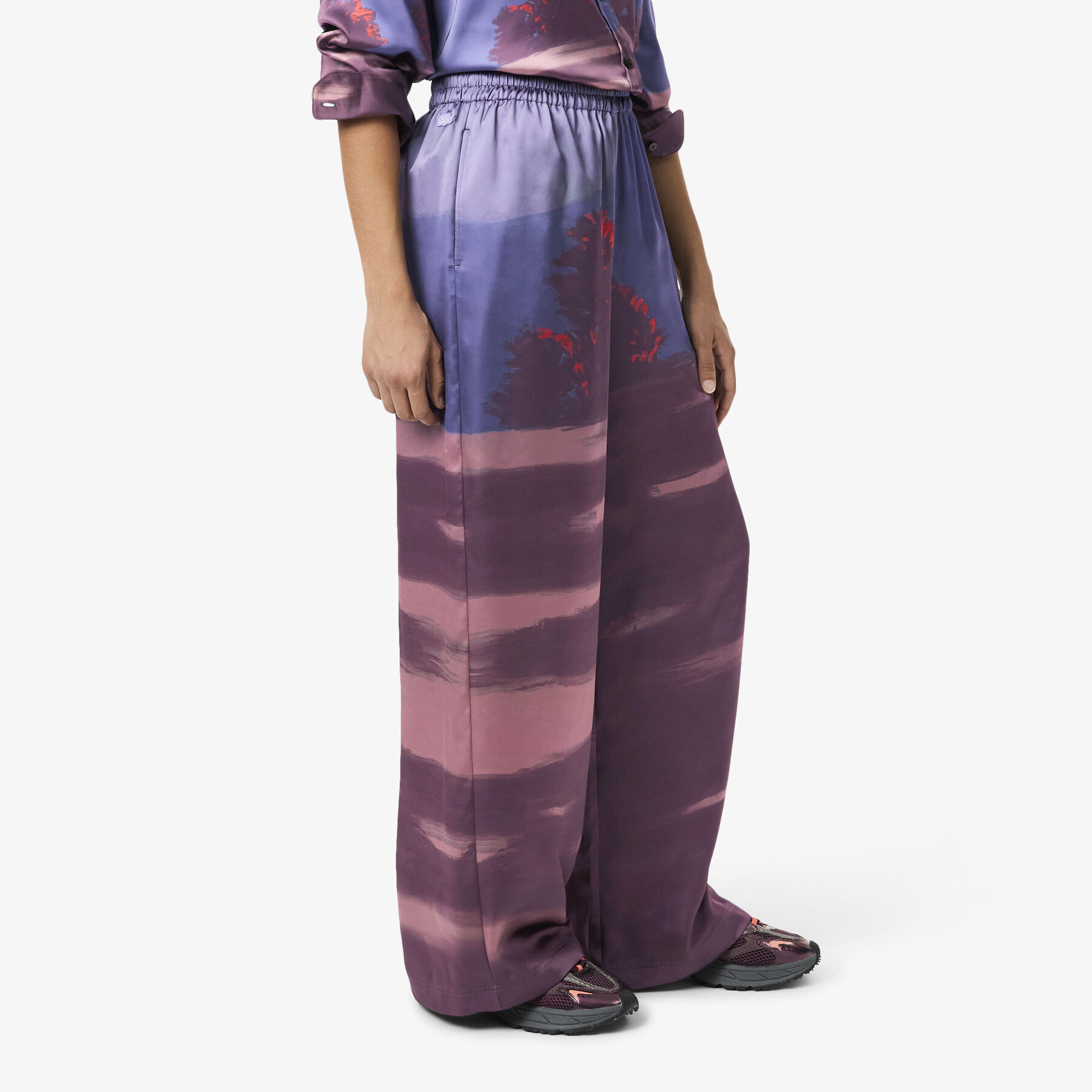 lacoste oversized landscape print pants
