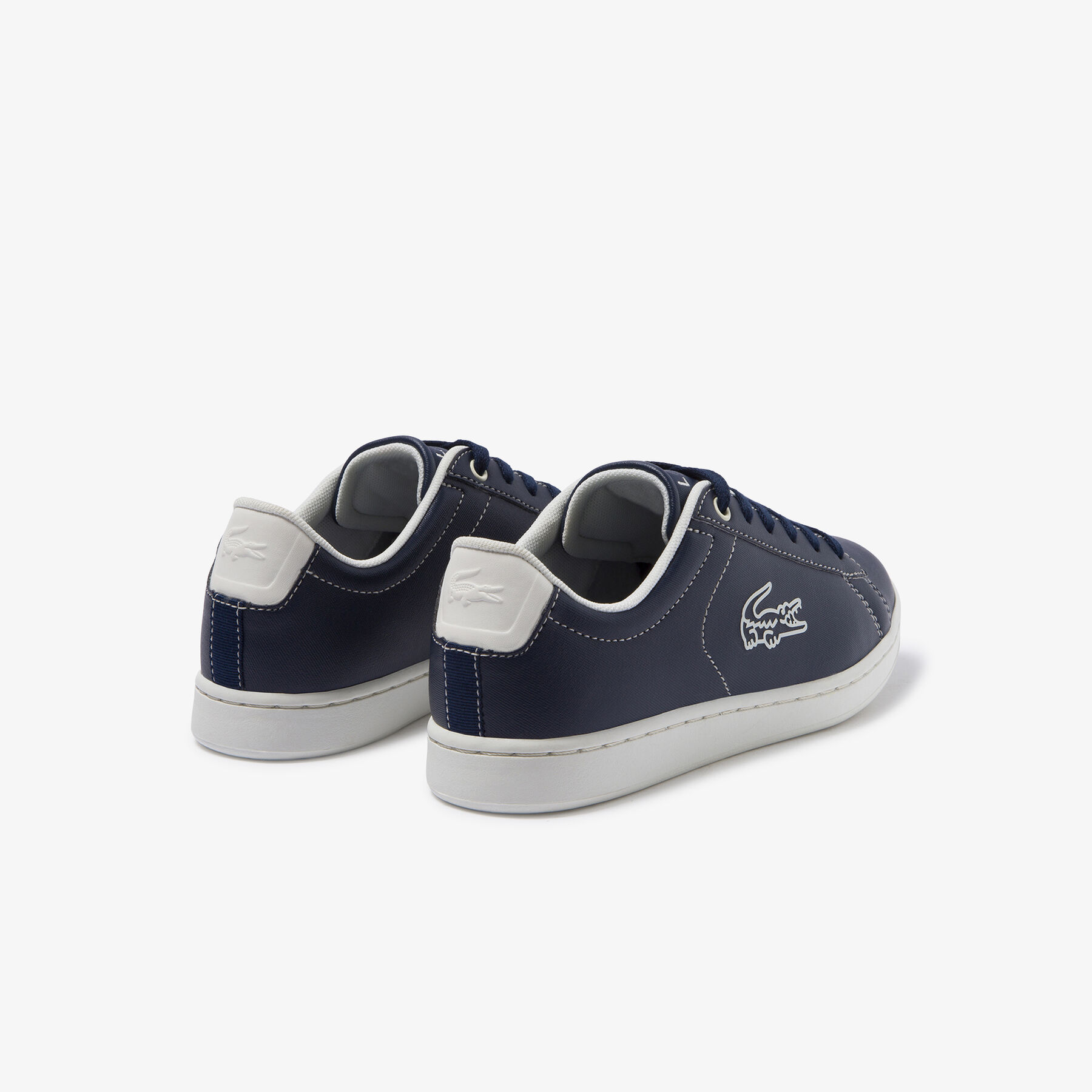 lacoste juniors  carnaby evo contrast colour lace up synthetic sneakers