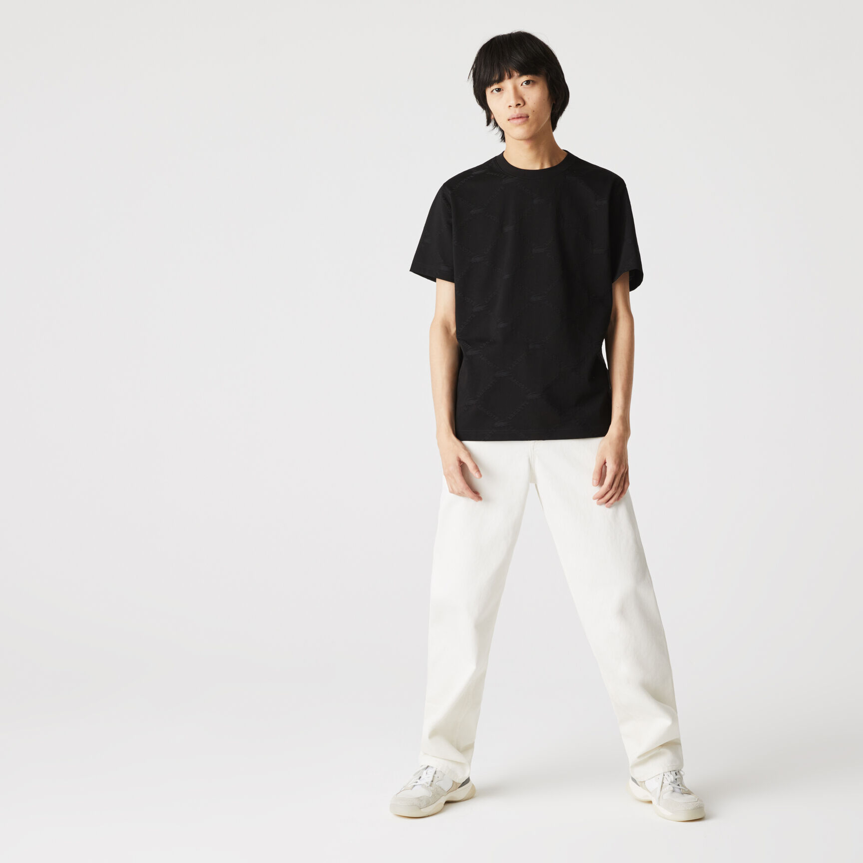 تي شيرت للرجال مع أنماط مونوغرام مجموعة Lacoste LIVE تي شيرت للرجال مع أنماط مونوغرام مجموعة Lacoste LIVE