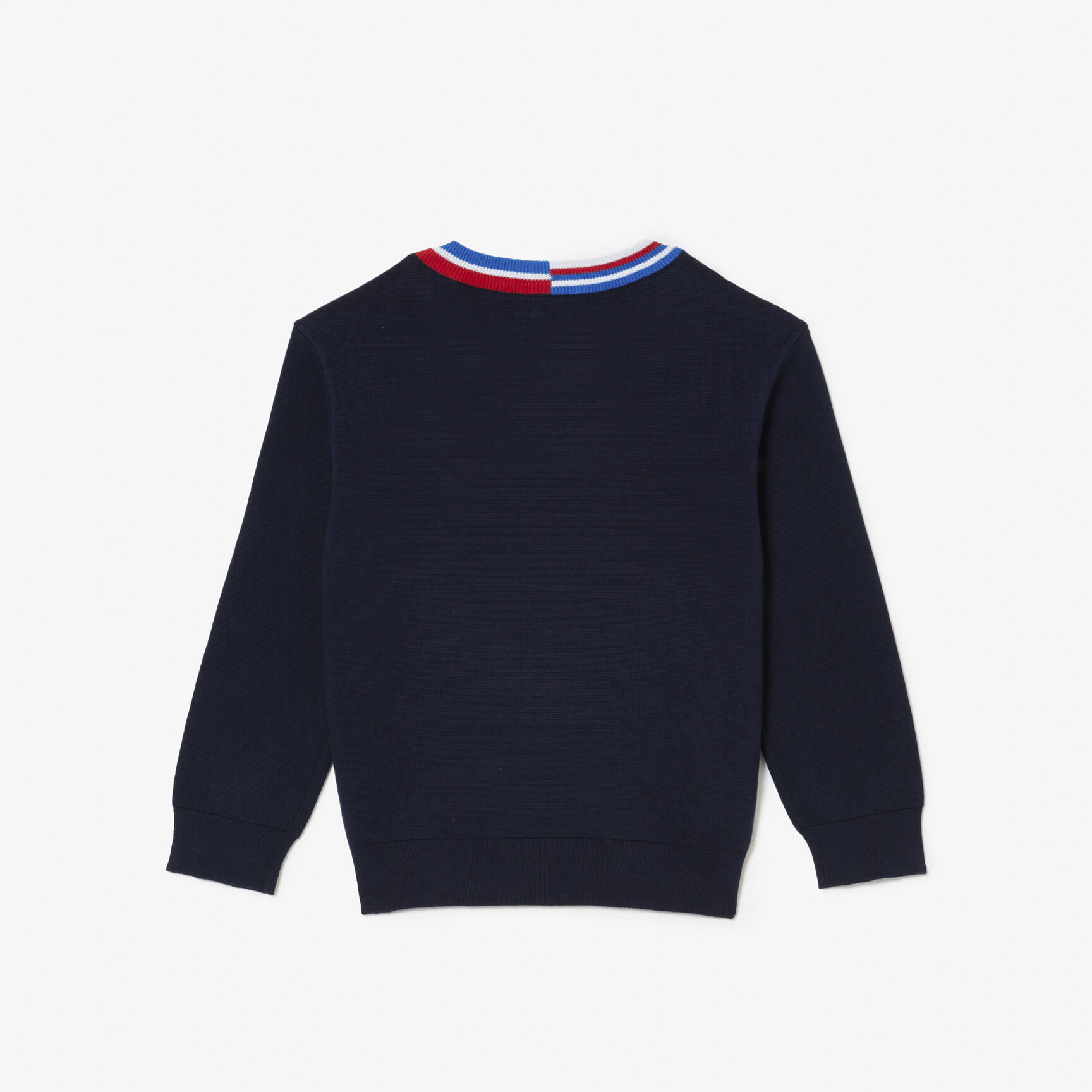 سترة لاكوست قطن بياقة مخططة بلون مغاير للأطفال