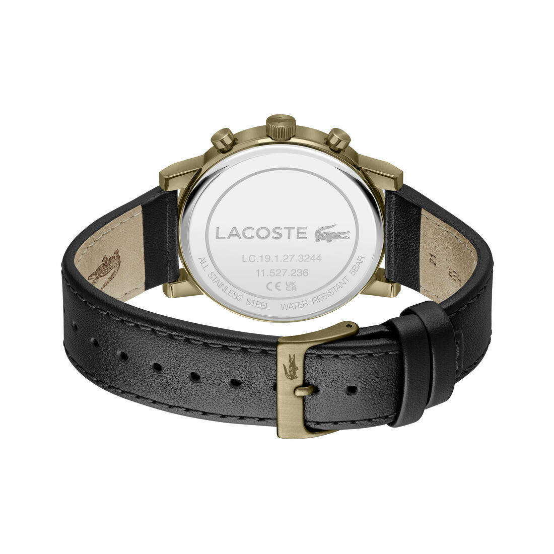 lacoste black leather strap men s watch