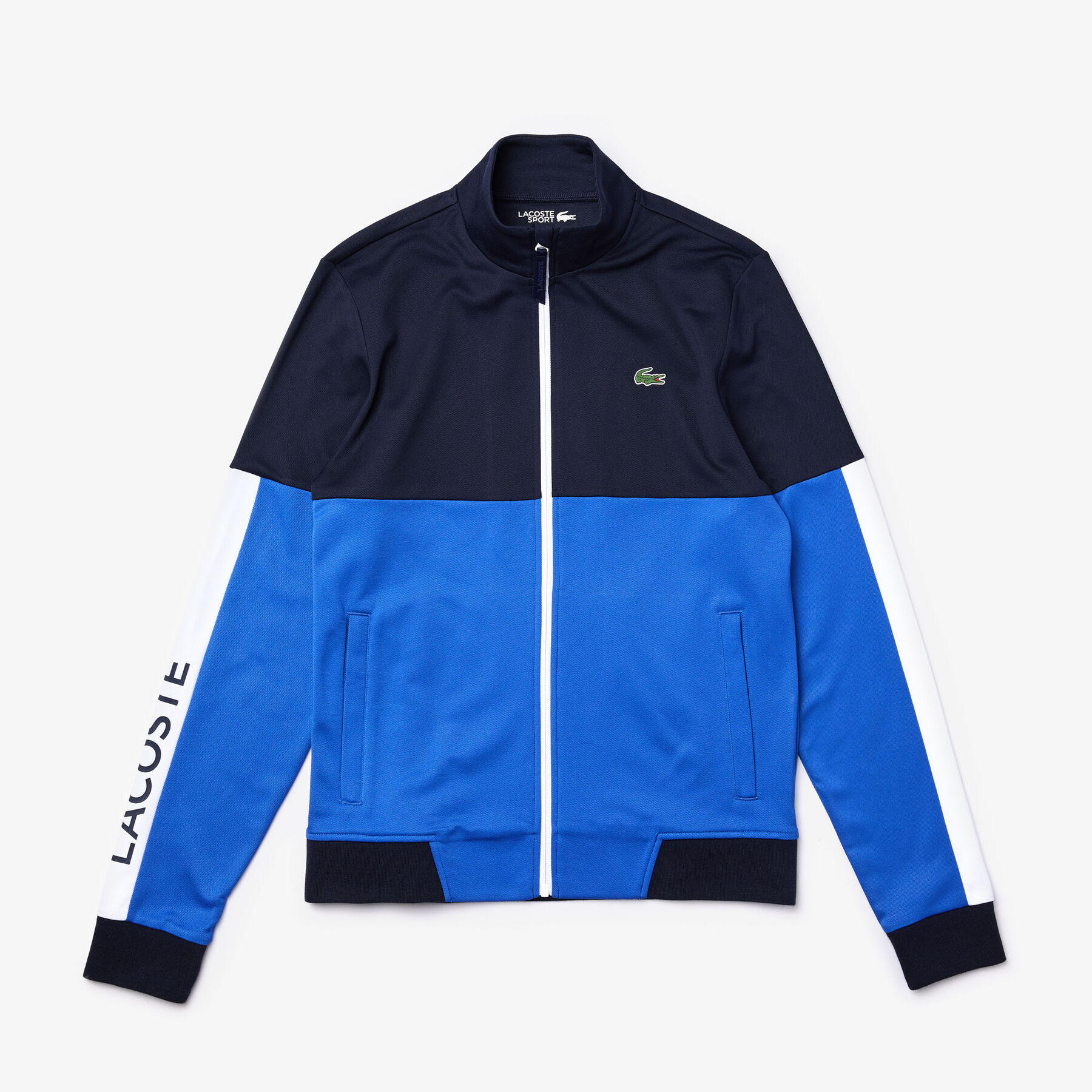 men s lacoste sport colourblock resistant piqu  zip sweatshirt