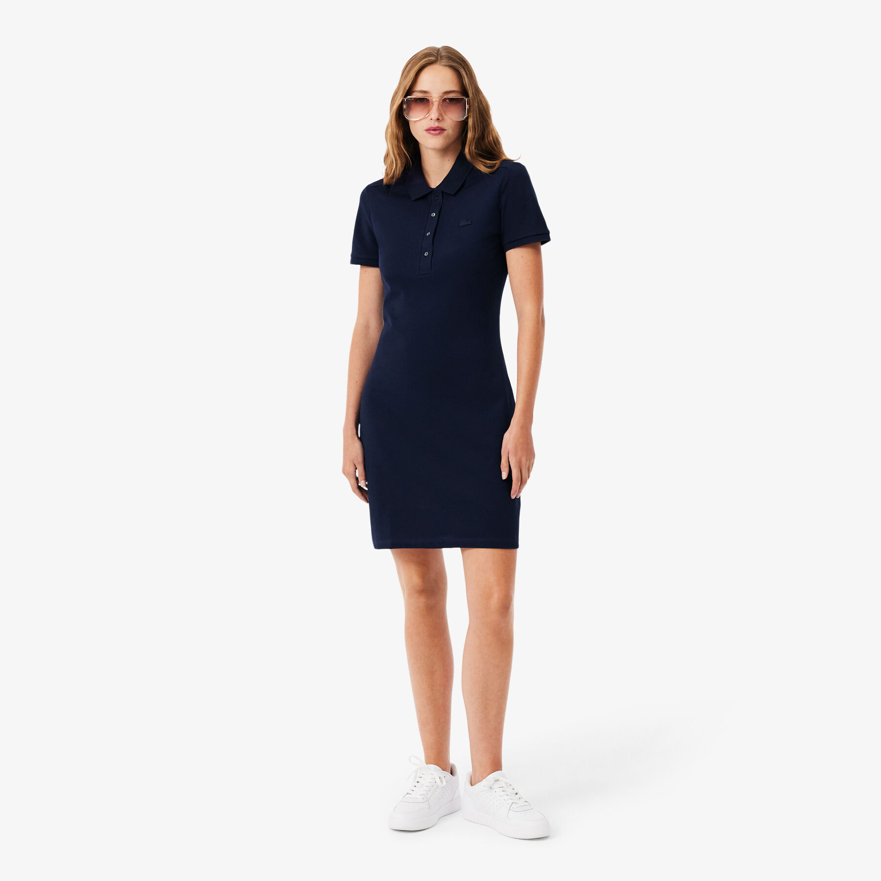 lacoste slim fit stretch petit pique polo dress