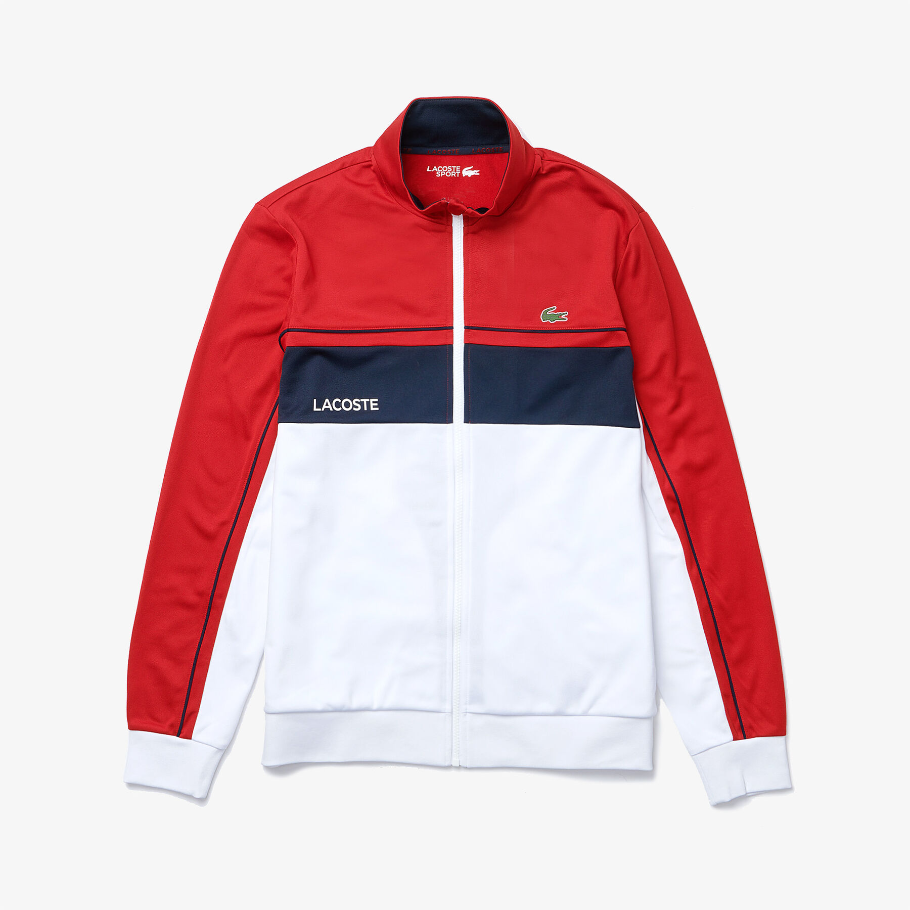 men s lacoste sport resistant colourblock piqu  zip sweatshirt